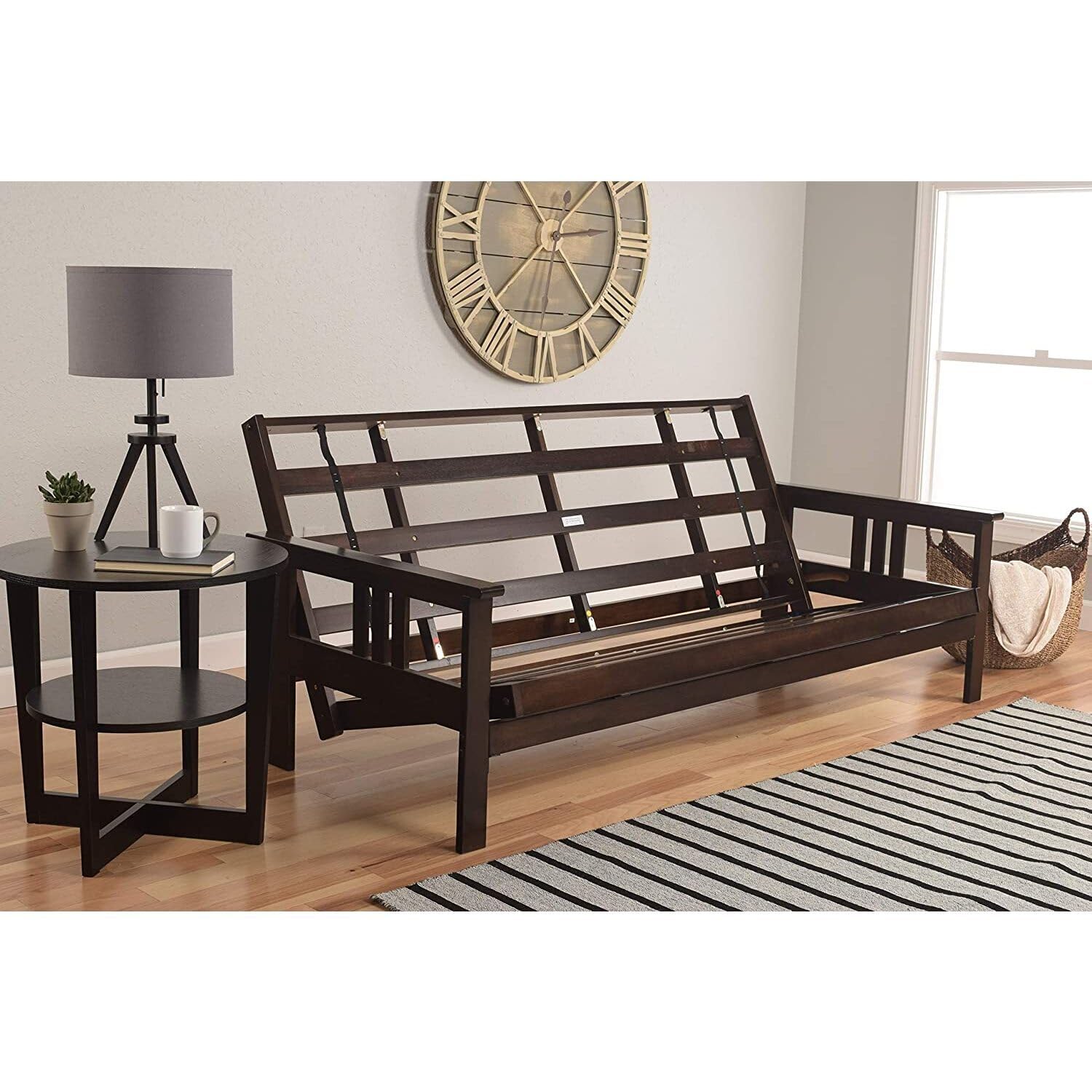 HomeStock Wood Futon Frame Queen Size - Classic Style Sofa Bed with Mission Arms Frame Only/Espresso