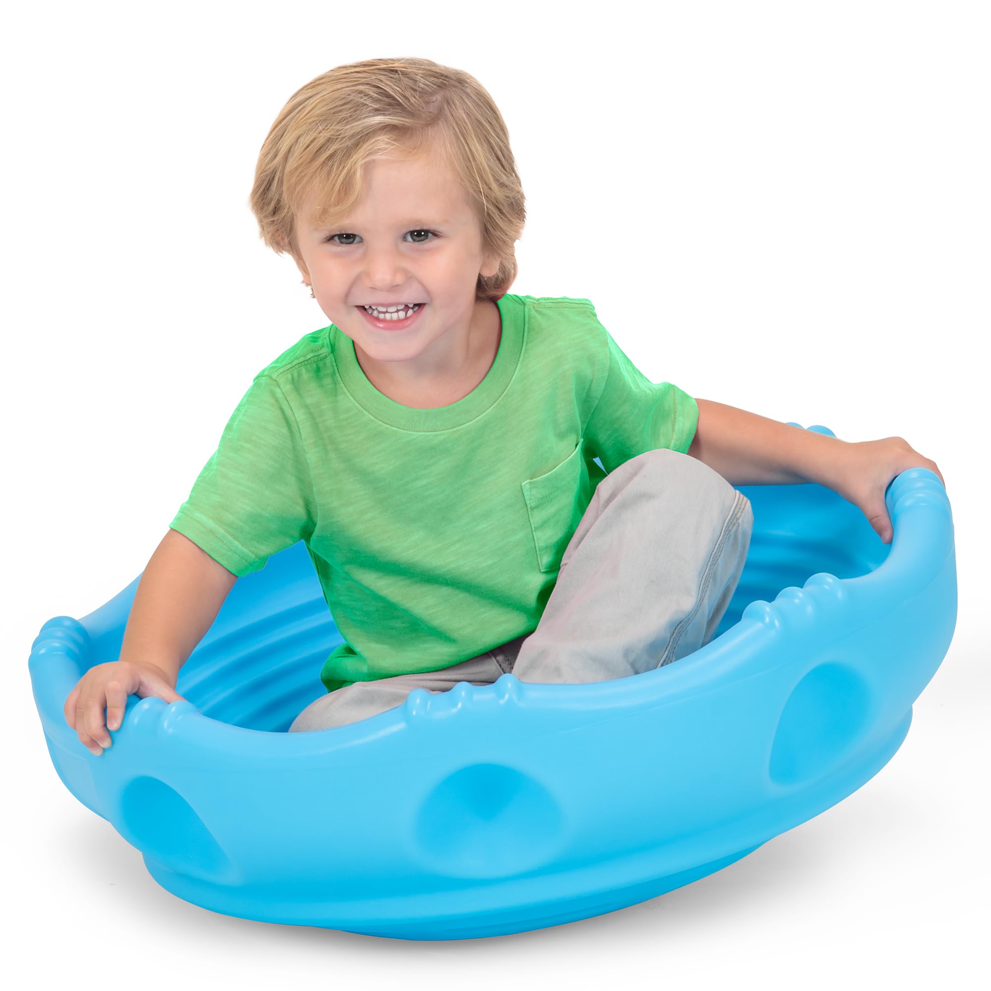 Simplay3 Two Sided Rock Around Wobble Disk and Climbing Dome for Toddlers and Kids - Rocking and Climbing - Indoor/Outdoor, Made in USA (Blue, 1 Pack) 1 Pack Blue