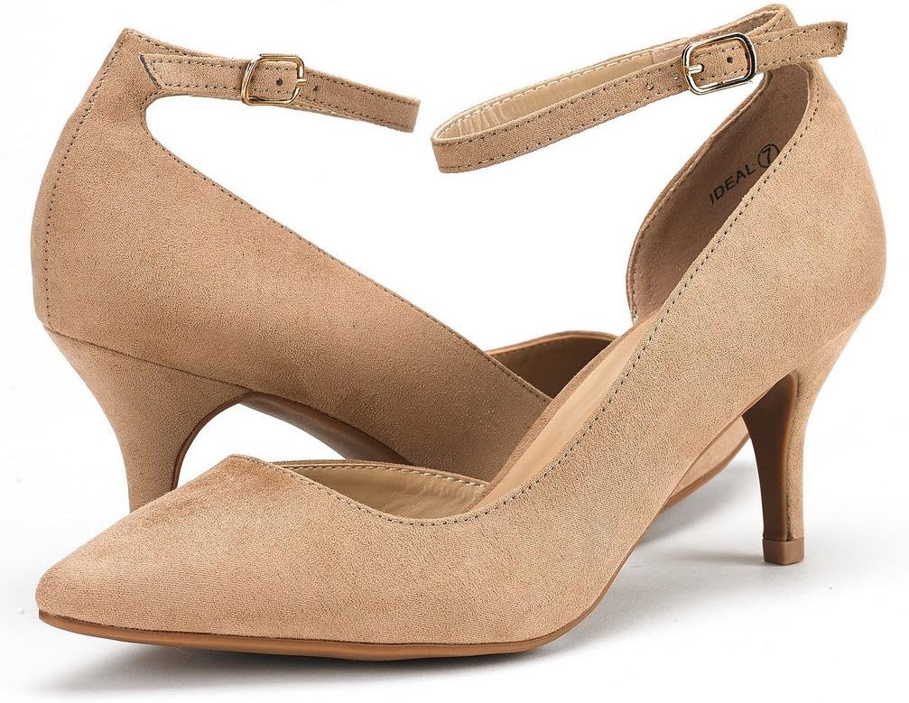 DREAM PAIRS Women's Ideal Nude Suede Low Heel Dress Pump Shoes - 11 M US