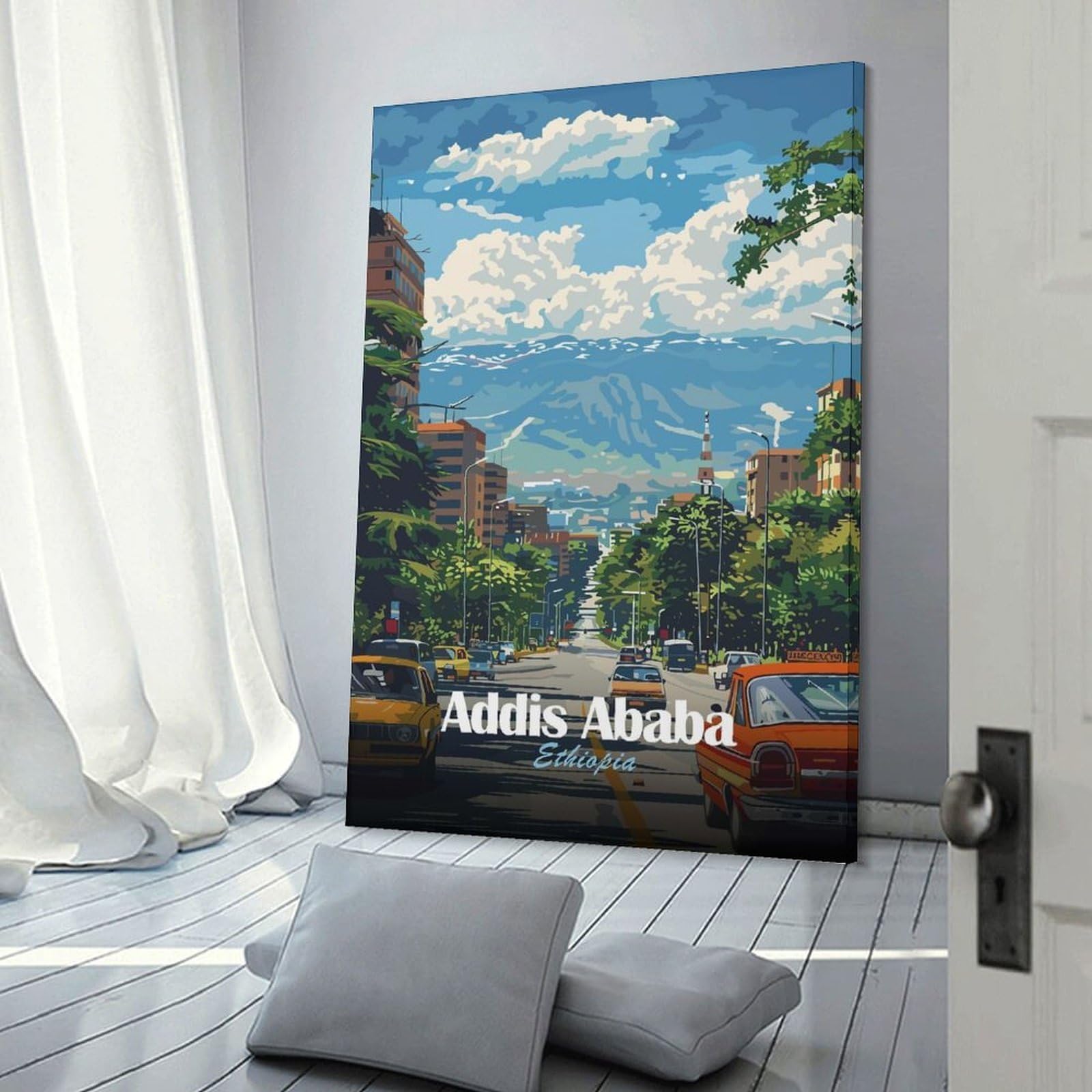 Addis Ababa, Ethiopia Cityscape Decorative Canvas Print 24x36inch(60x90cm), for Hallway, Bedroom Or Modern Interiors, Home Decor Gift with Stylish Appeal