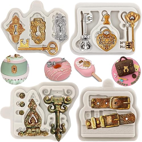 Sijiangmold Molde vintage para fondant, tornillos de bisagra para cinturón, moldes de silicona para decoración de pasteles, decoración de cupcakes,