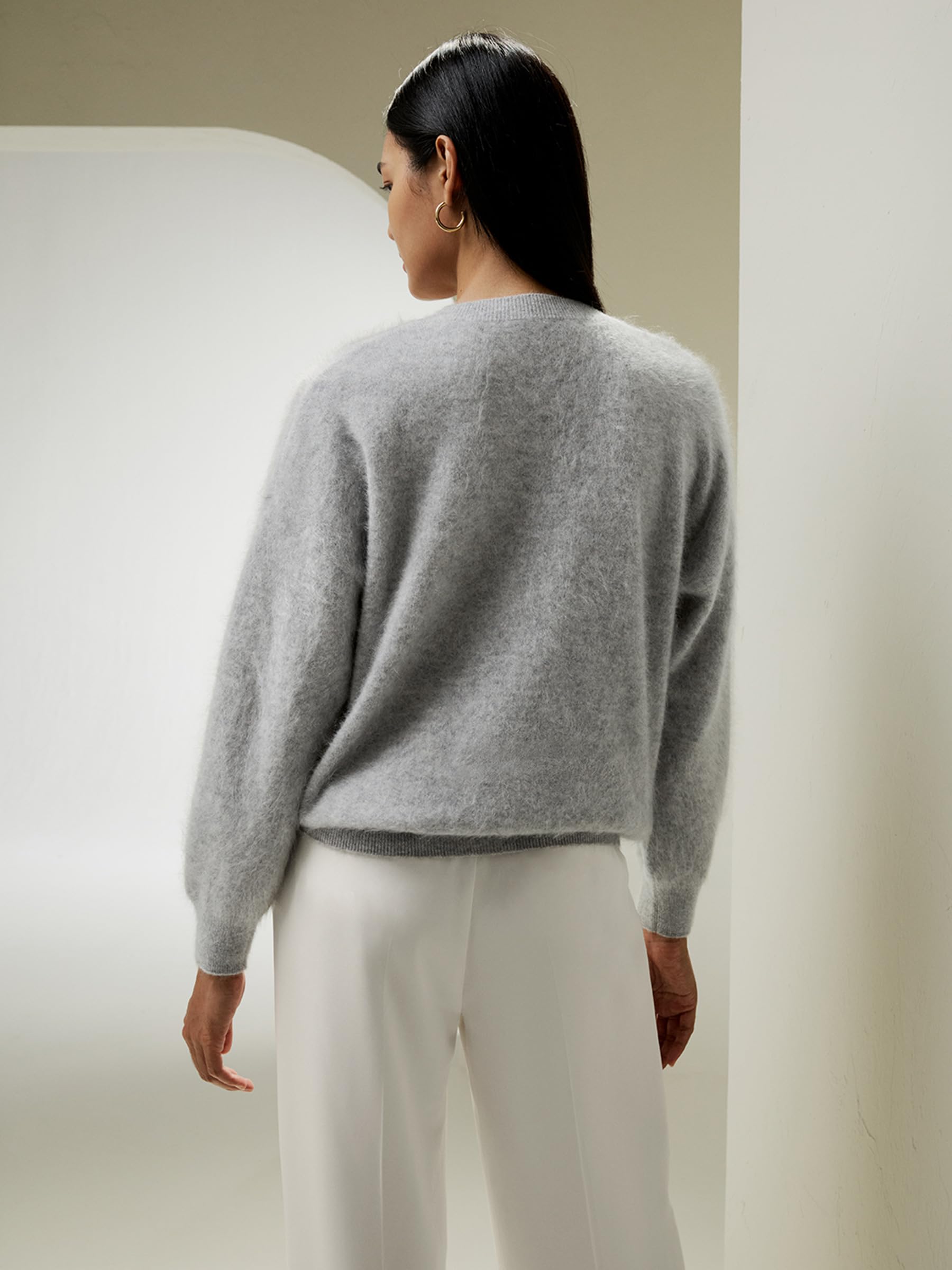 LilySilk 100% Kaschmirpullover für Damen, lässiger Rundhalsausschnitt, lockerer Schnitt, überschnittene Schultern, entspannte Passform, Pullover für den Winter