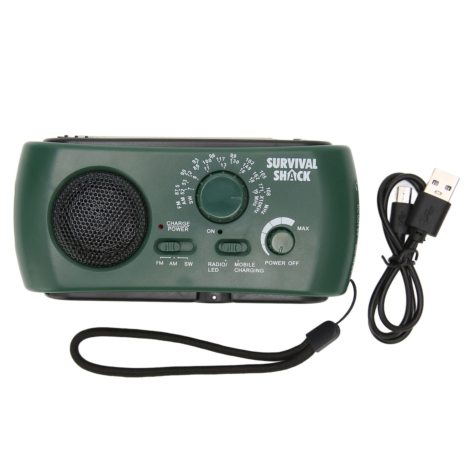Bewinner Radio solaire à manivelle AM//SW pour l'extérieur, lampe de poche LED, batterie externe portable, pour les urgences extérieures