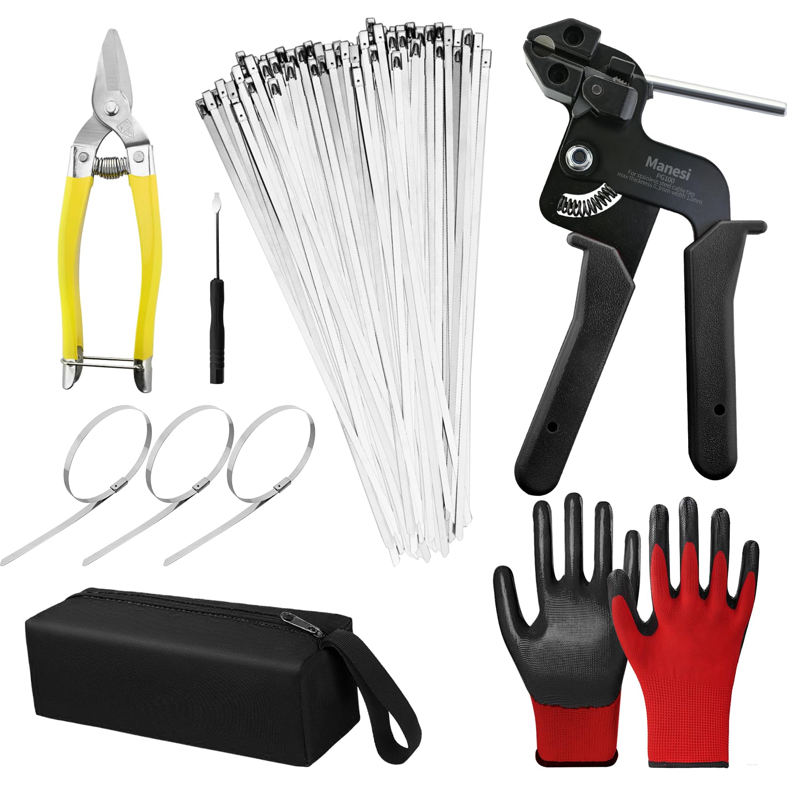 Sponsored Ad - Metal Zip Ties with Stainless Steel Cable Tie Gun, Special Tool For Fastening and Cutting Steel Zip Ties, 100pcs 11.8in Uv Resistant chain link fence Parts For Fence Exhaust Pipe Outdoor