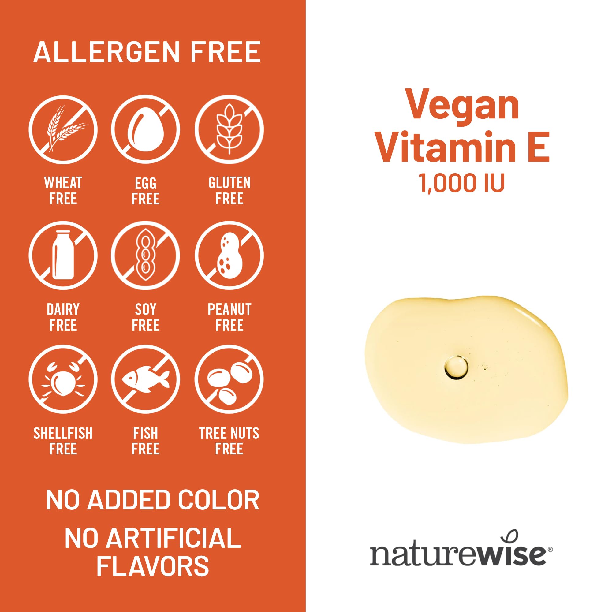NatureWise Vitamin E 1000 IU Softgels (450mg dL-Alpha) - Vegan, Gluten-Free, Soy-Free, Non-GMO Antioxidant Dietary Supplement for Skin, Heart, Eye, and Immune Health Support - 60-Day Supply, 120 Count — Amazon image 5