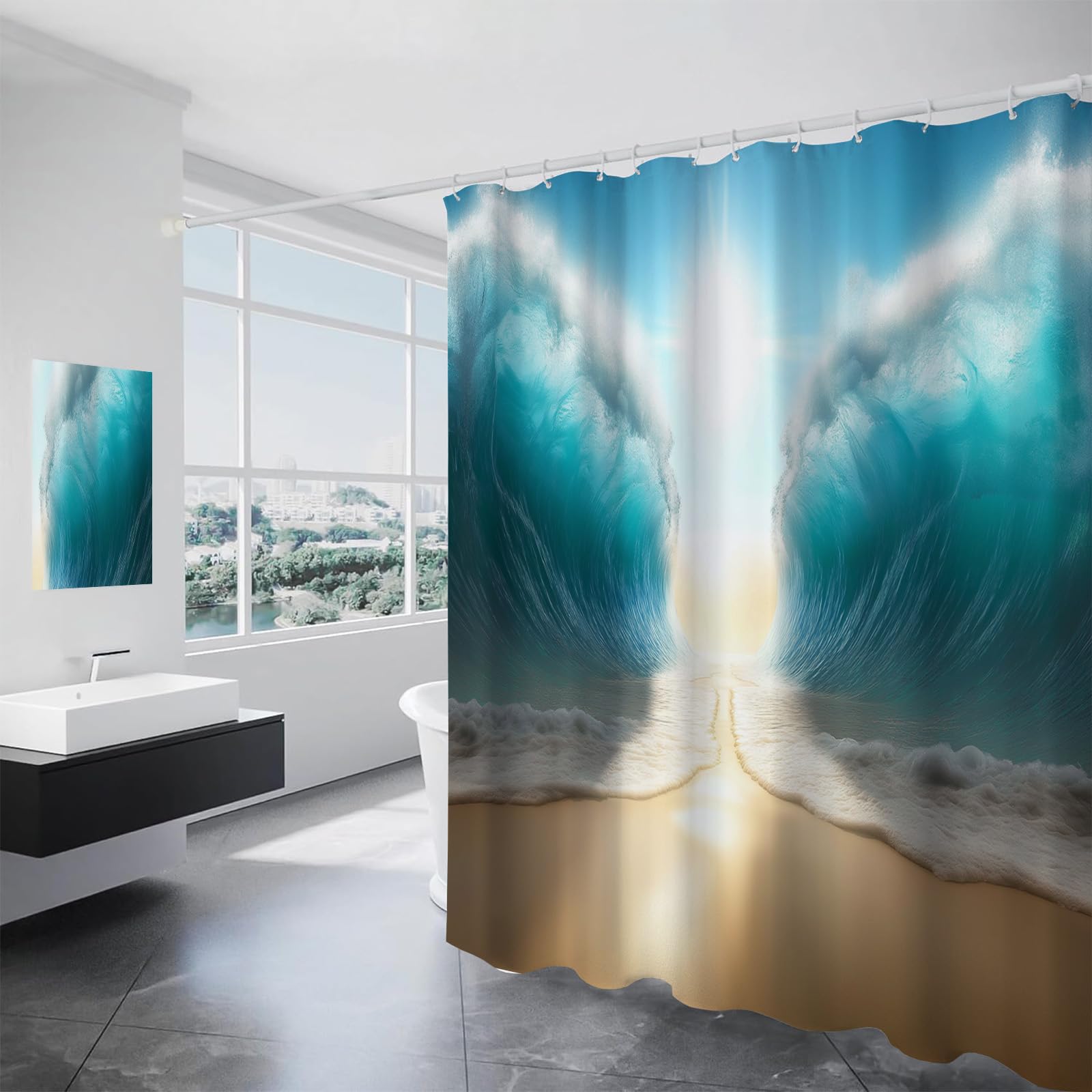 Rideau de douche plage 150x180 cm pour transformer votre salle de bain en oasis marine