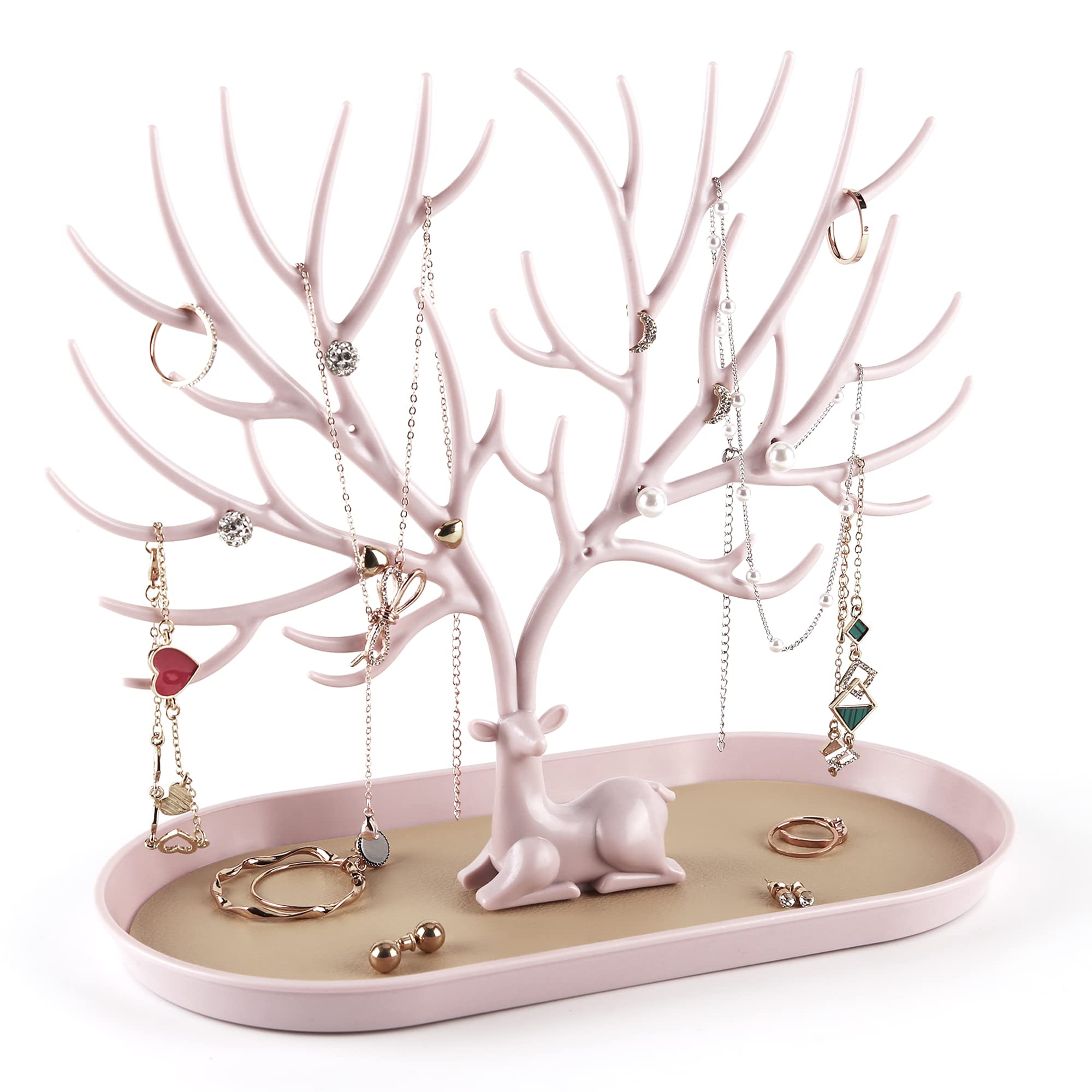 MORE&LESS Antlers Jewelry Display Stand,Tree Tower Rack Hanging Organizer for Ring Earrings Necklace Bracelet