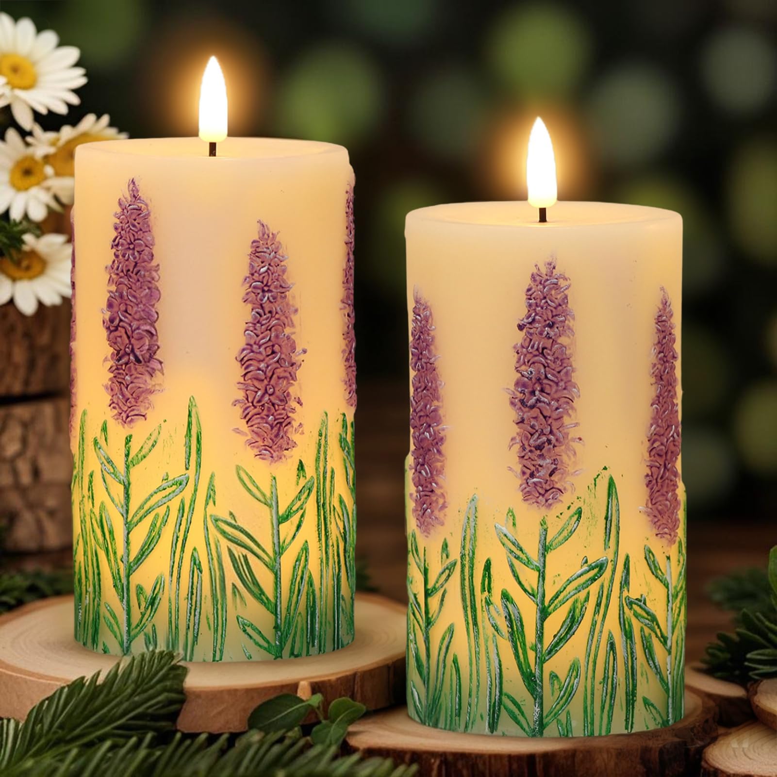 Eldnacele LED Flameless Pillar Candles Battery Operated with 6H Timer
