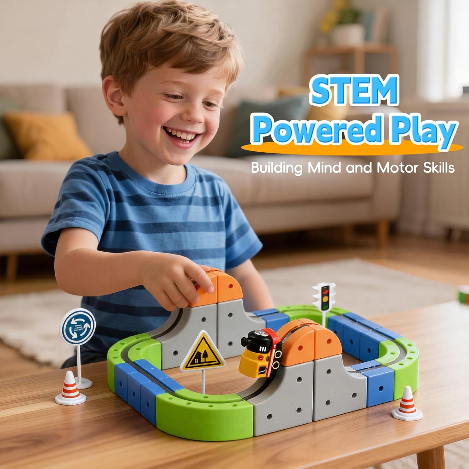 3D Infinity Track Starter Set - Magnetic Electric Train Toy for Beginners, Anti-Gravity Loop with Assembly Tool, Compact Cube Track Building Kit, STEM Intro Gift for Boys Girls