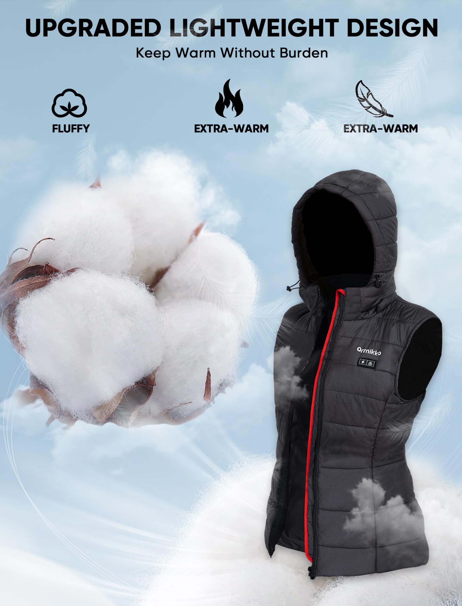 Heizweste Damen Mit Batteriepack 16000mAh Heizweste Herren - Heated Vest for Womens and Mens Wiederaufladbare Beheizte Weste