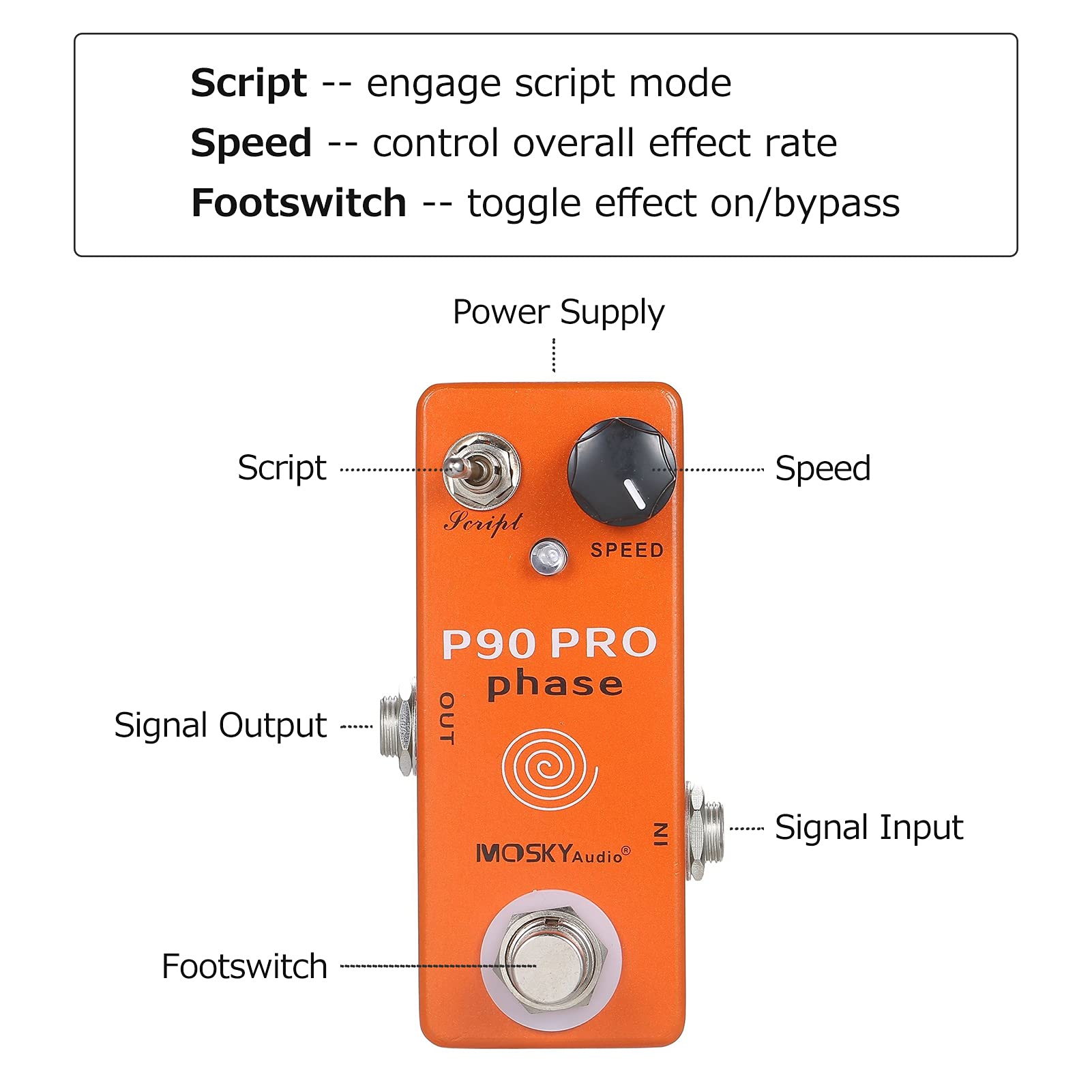 Btuty Chitarra HASE Phaser Pedale Effetti Chitarra Singolo Vintage Phaser Pedale Effetto