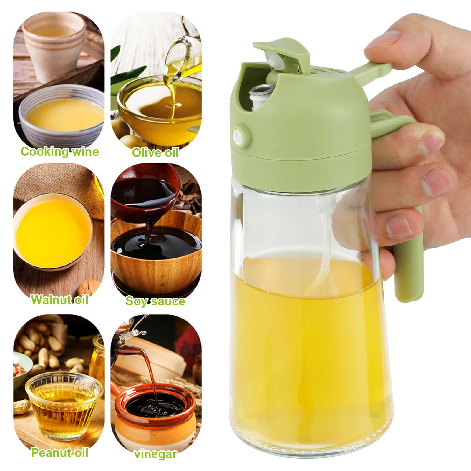 ZLHETWT Vinegar Dispenser, Dispenser Bottle, Mister Dispenser, Clear Refillable Oil Dispenser Sprayer,Refillable Mister Spray Bottle Clear Cooking Accessory for Cooking Salad Frying