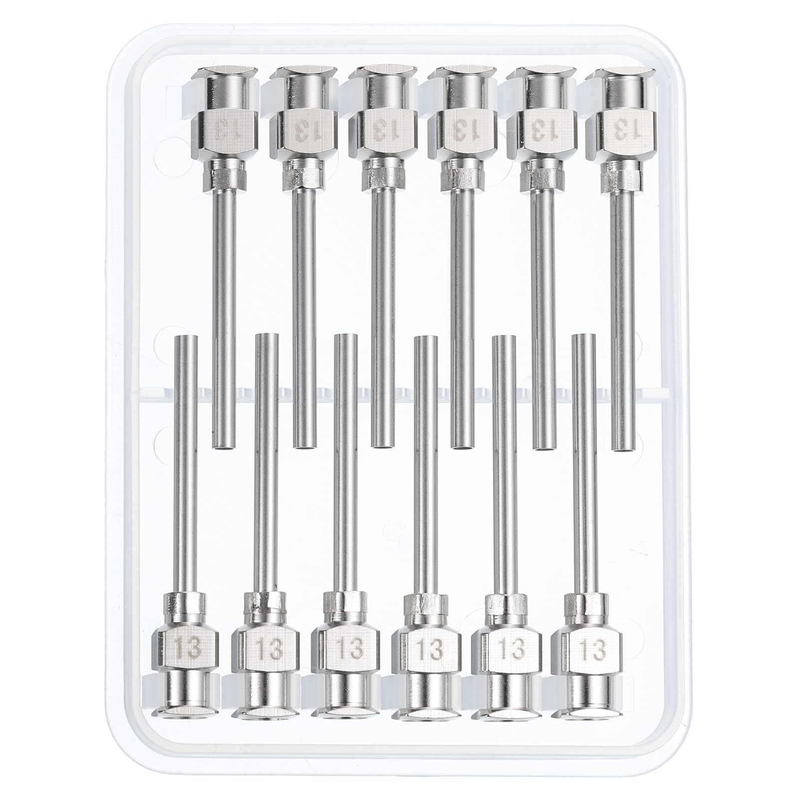 PATIKIL13Ga x 1 Inch Stainless Steel Dispensing Needle Tips, 12Pcs Metal Glue Needle Tube Blunt Tips Luer Lock for Thick Glue Ink Lab, Silver