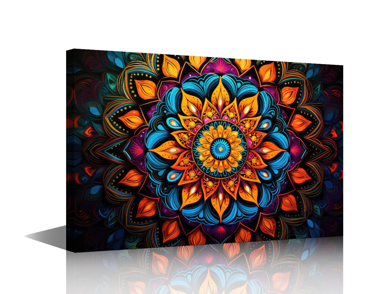 TISHIRON Living Room Decor Colorful Abstract Mandala Canvas Painting Wall Art Artwork for Walls Wall Art Modern Home Decor Posters Prints Framed Art Wall Decor Canvas Wall Art Ready to Hang 18x12 in