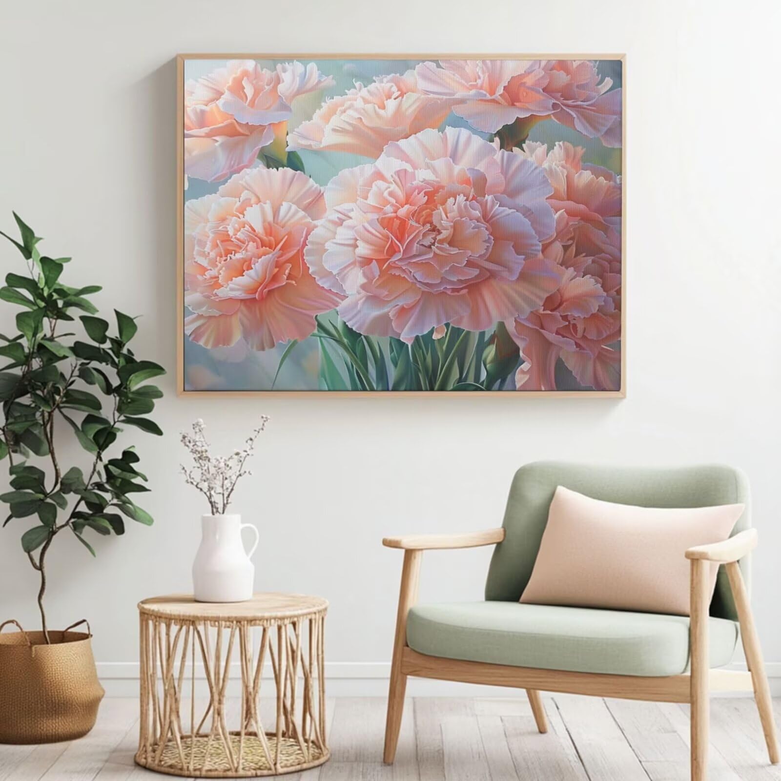 Malen-nach-Zahlen-Set für Erwachsene, Malen nach Zahlen, Blume, Acryl, Farbe nach Zahlen für Erwachsene/Anfänger, Ölgemälde, Basteln für Heimdekoration, 90 x 70 cm, ohne Rahmen) MK210