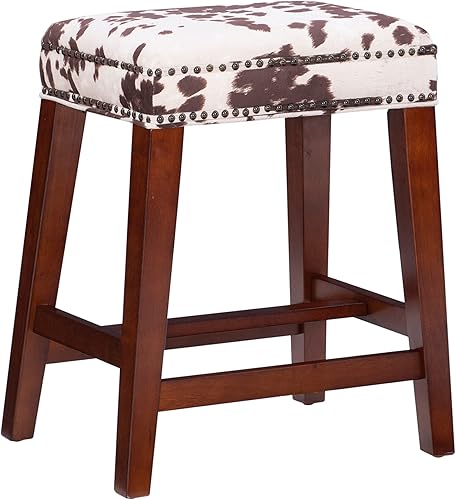 Taburete de mostrador Harlow Brown Cow Print de Linon