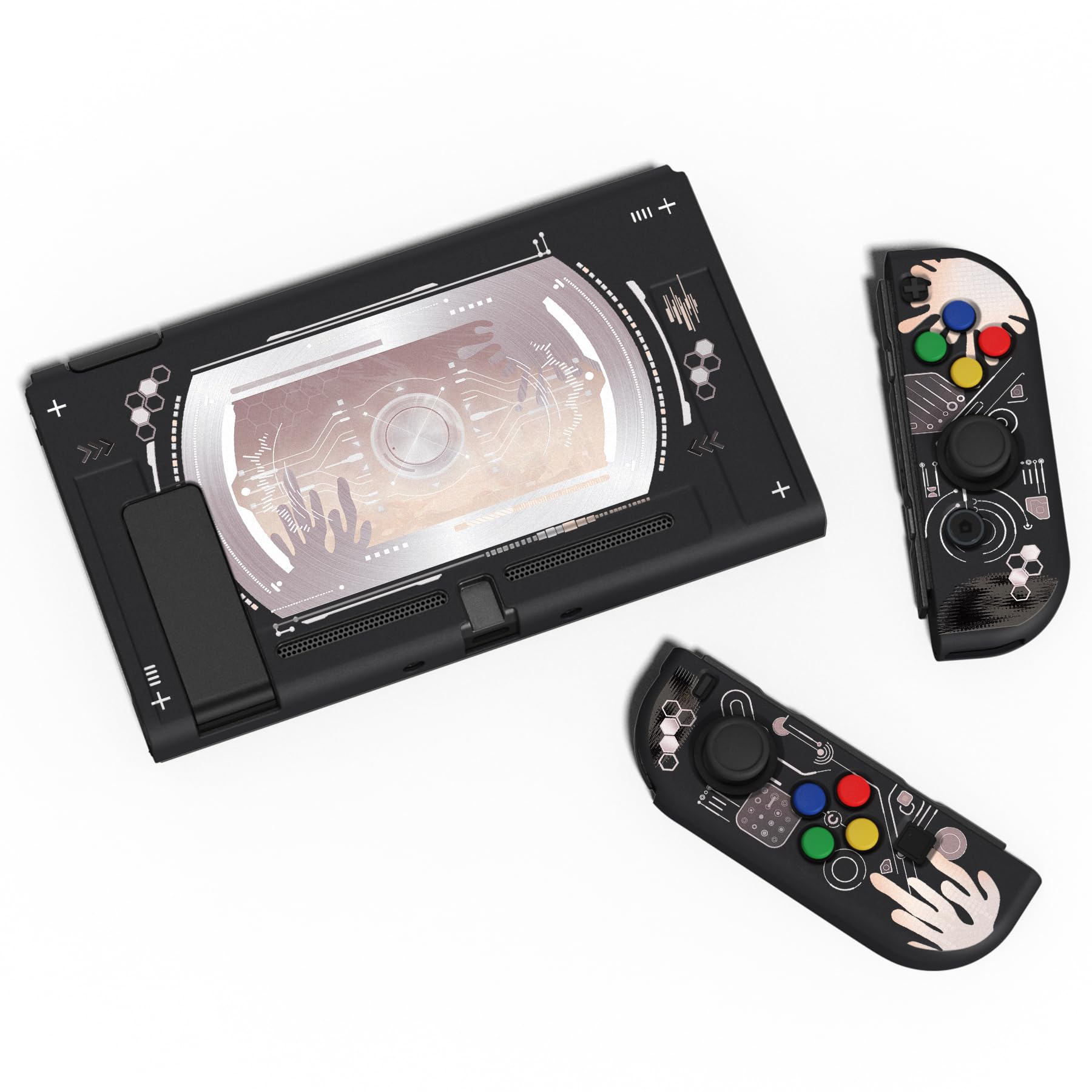 PlayVital ZealProtect - Custodia protettiva morbida per Nintendo Switch, protezione flessibile per interruttore, con protezione per lo schermo in vetro temperato, impugnature per pollice e tappi per