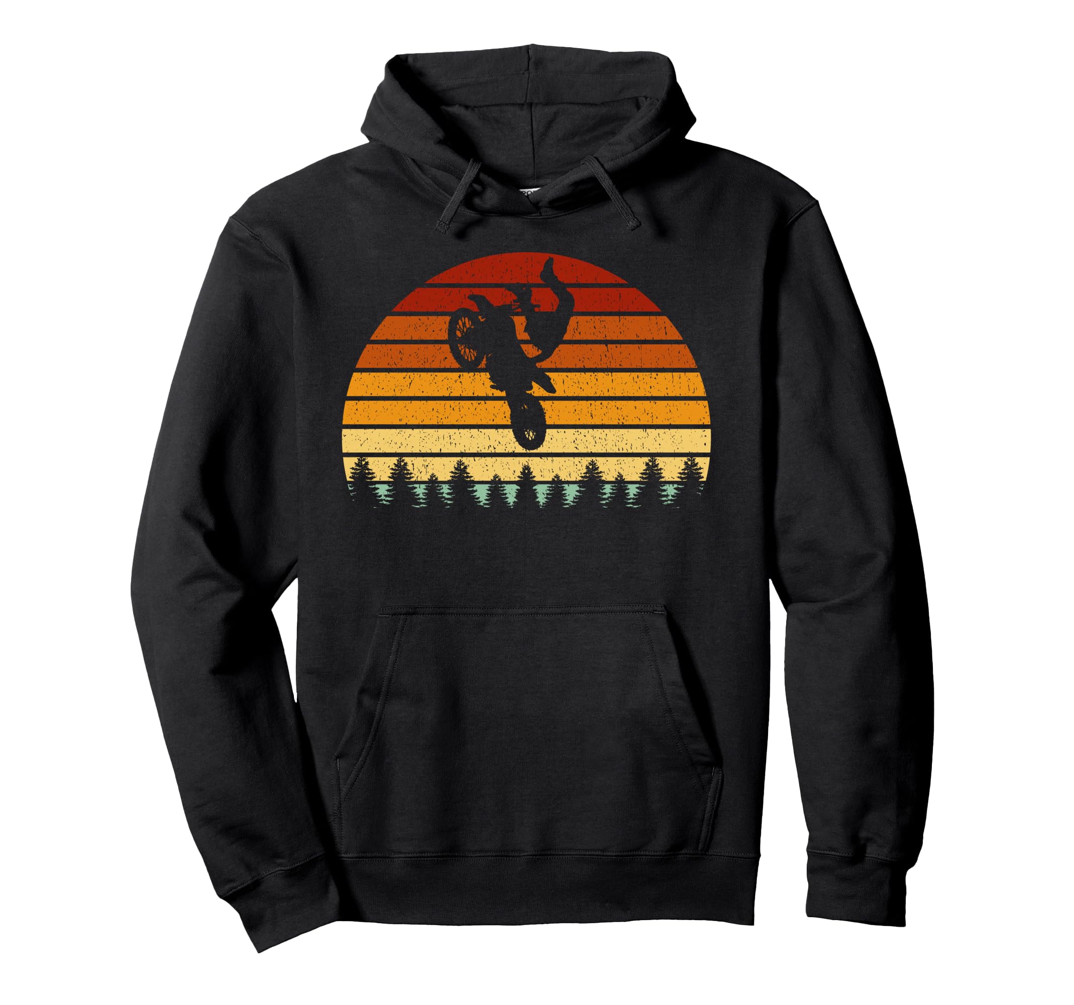 Retro Motocross Racer Gift Ideas Vintage Sunset Motocross Gift For Bikers & Motocross Racers Pullover Hoodie