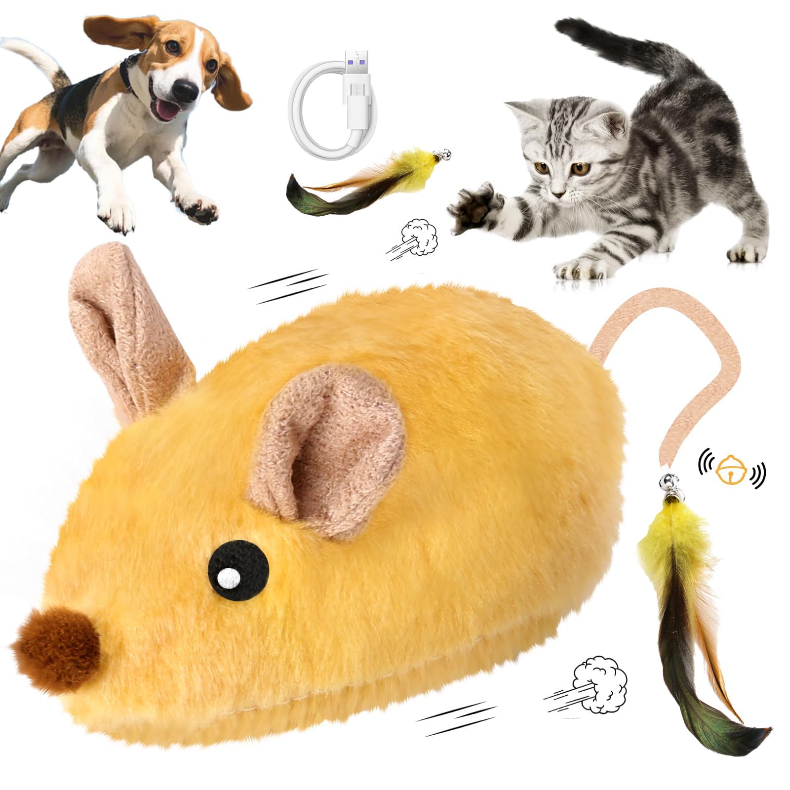Amazon.co.jp: JYIXTN 猫おもちゃ 電動自動ねずみ 羽根と鈴付きしっぽ