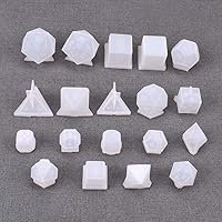 Vista 9 de Moldes de dados de 19 formas para fundición de resina, juego de dados poliédricos de silicona con letras, números, dados redondos 3D, kit de moldes