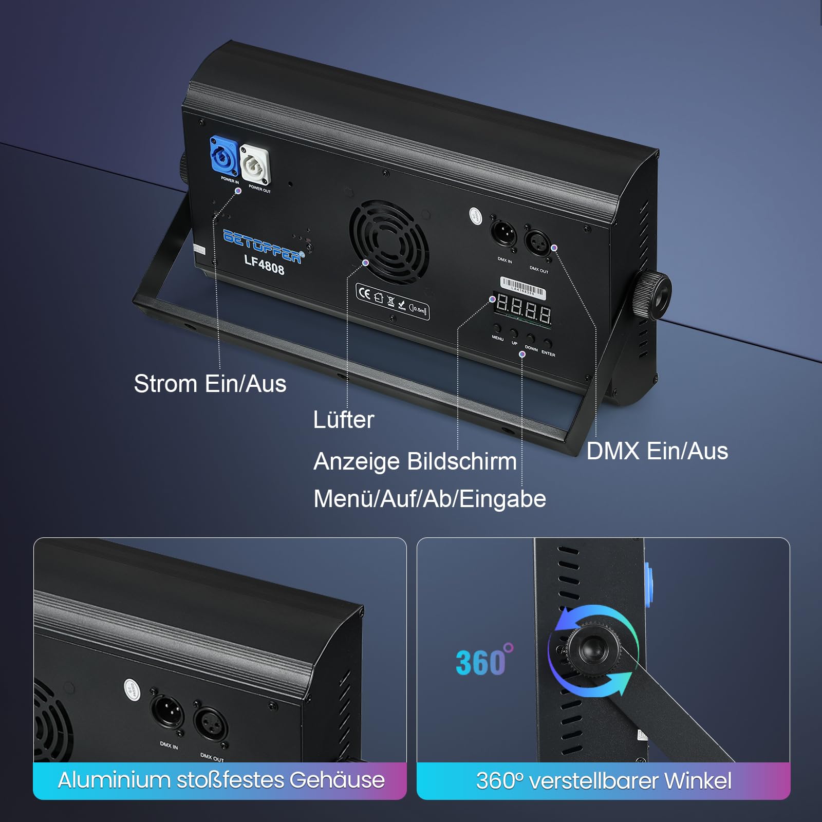BETOPPER LF4808 260W Matrix-Stroboskoplicht, Wash-Strobe und Blinder Bühnenlicht-Effekt, LED Wallwasher, Uplights DMX DJ-Licht für Party, Hochzeit, Club, Bar, Show (2 Stück)