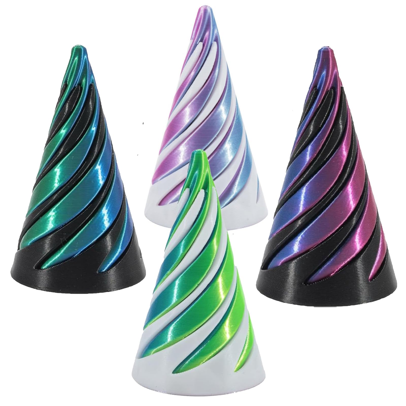 4Pairs Spiral Cone Fidget Toys, 3D Printed Fidget Toy, Steampunk Whirling Wonder