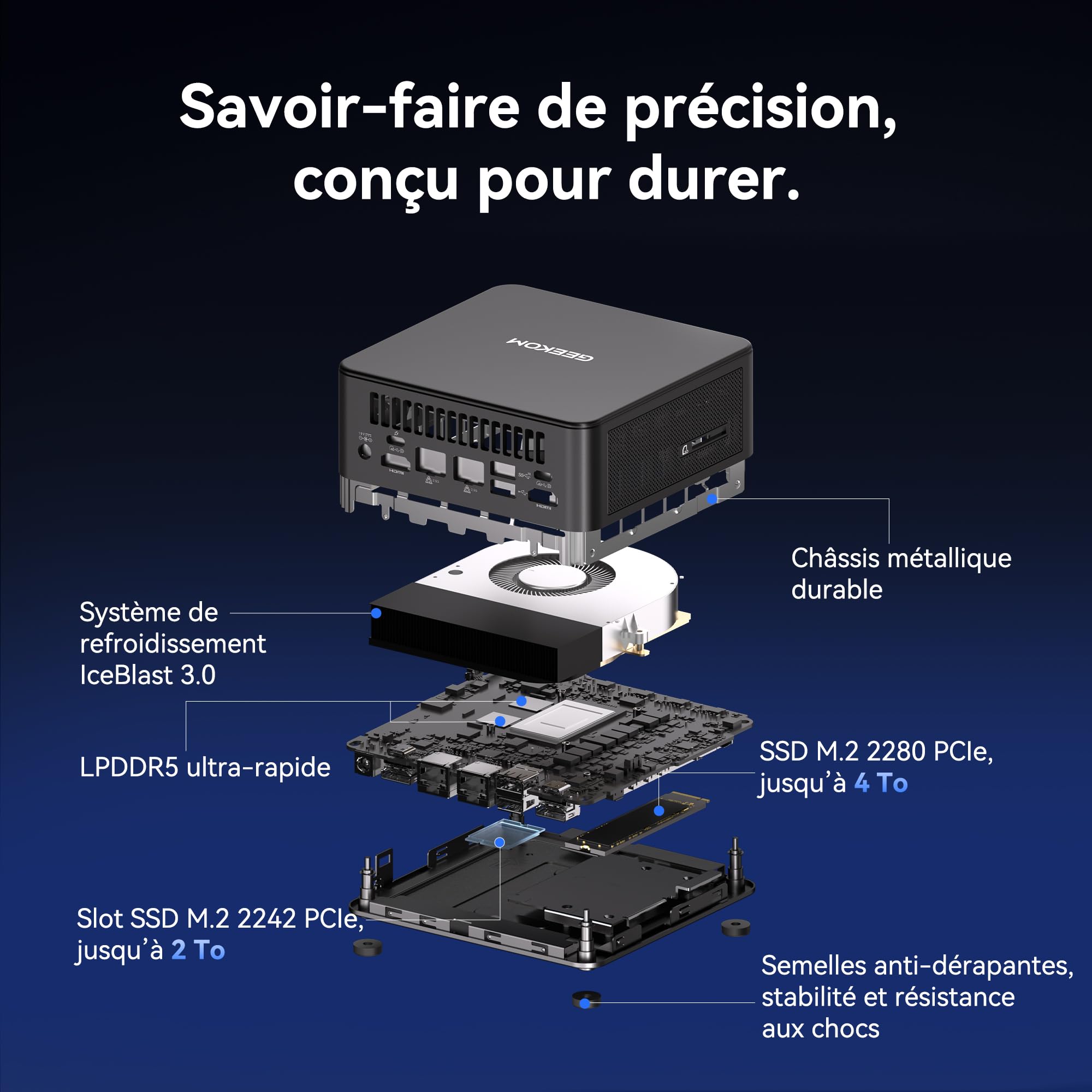 GEEKOM IT13 Max Business Mini PC avec U9-185H, 24Go LPDDR5 RAM, 500Go SSD
