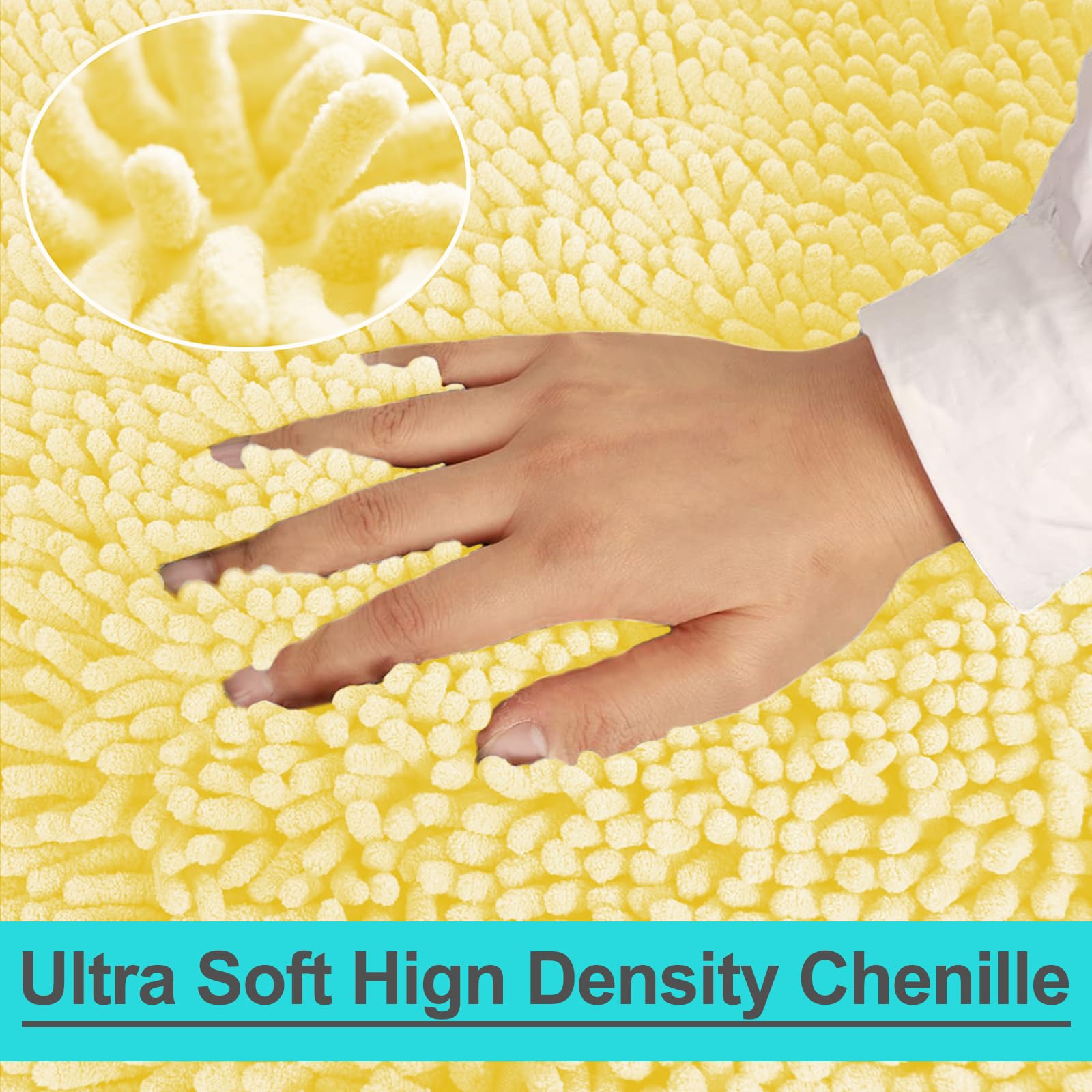 RUN HELIX Chenille Bath Mats Sets 3 Piece, Soft Absorbent Chenille Bath Mats, Non-Slip Bath Rugs, U-Shaped Toilet Mats - Image 4