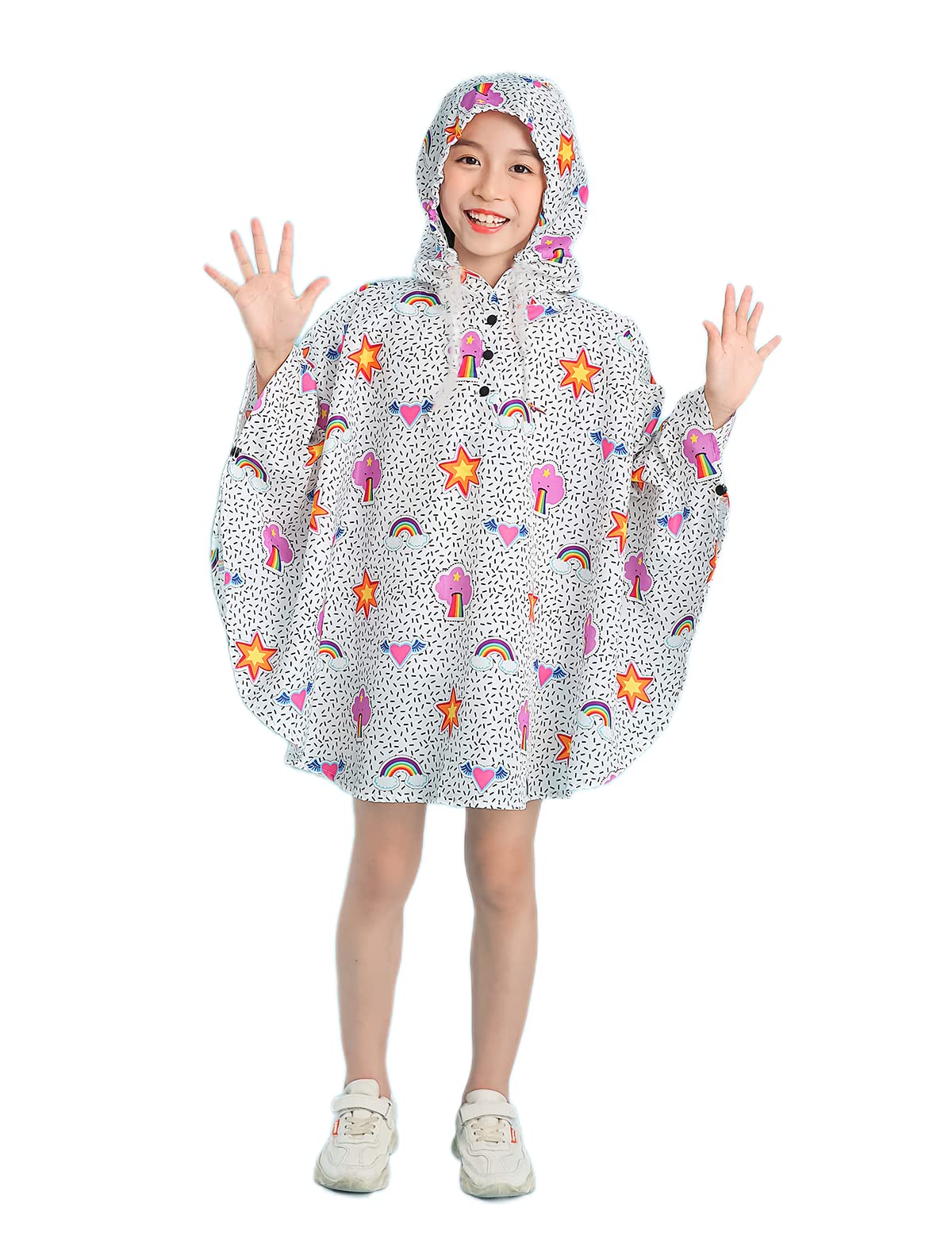 Freesmily Kids Cute Raincoat Waterproof Rain Poncho Jacket Coat for Girls Boys