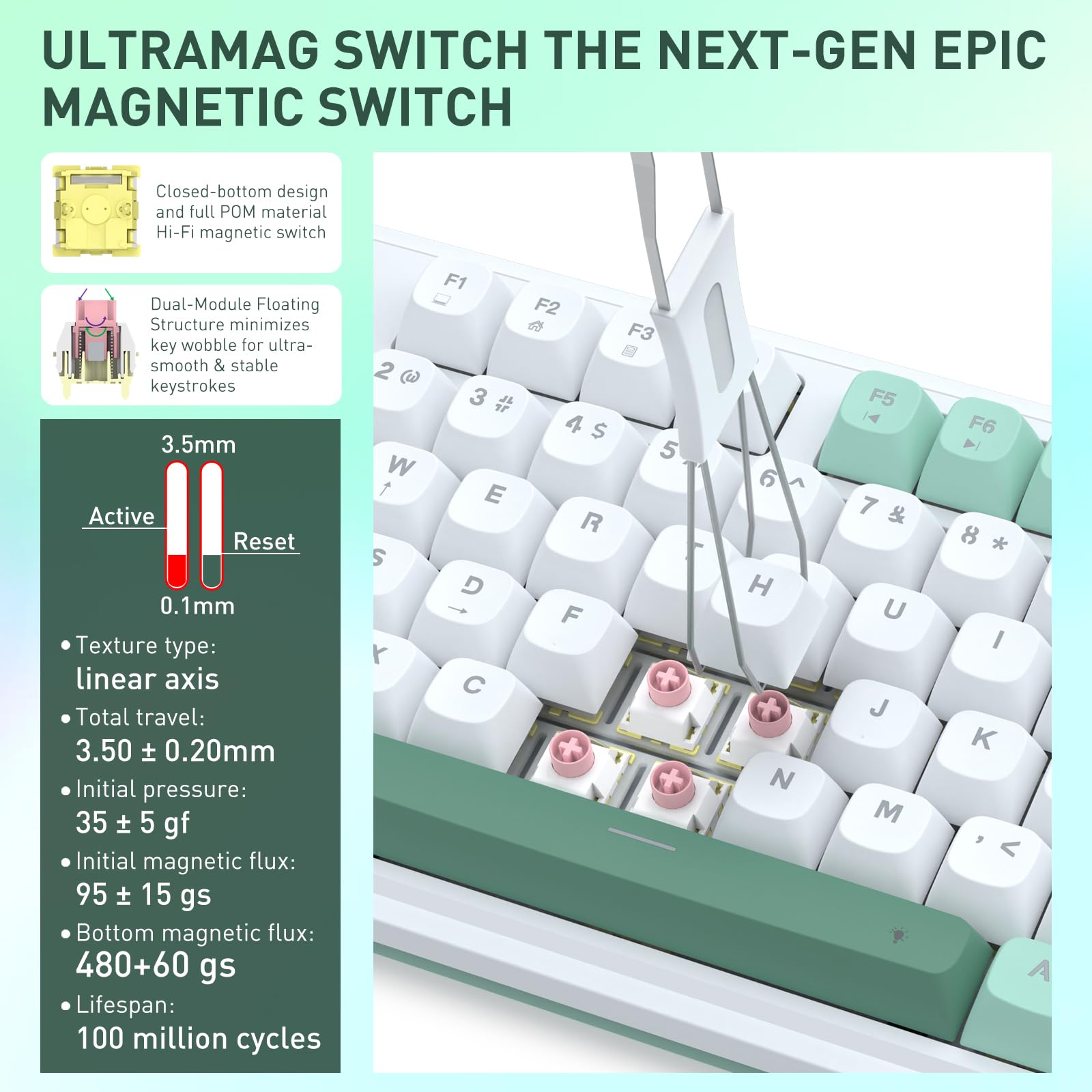 Redragon K745 HE Teclado Mecánico 8K Rapid Trigger Magnético Pom | Interruptor UltraMag 100% POM Estructura Flotante Patente Cableado Alta Precisión