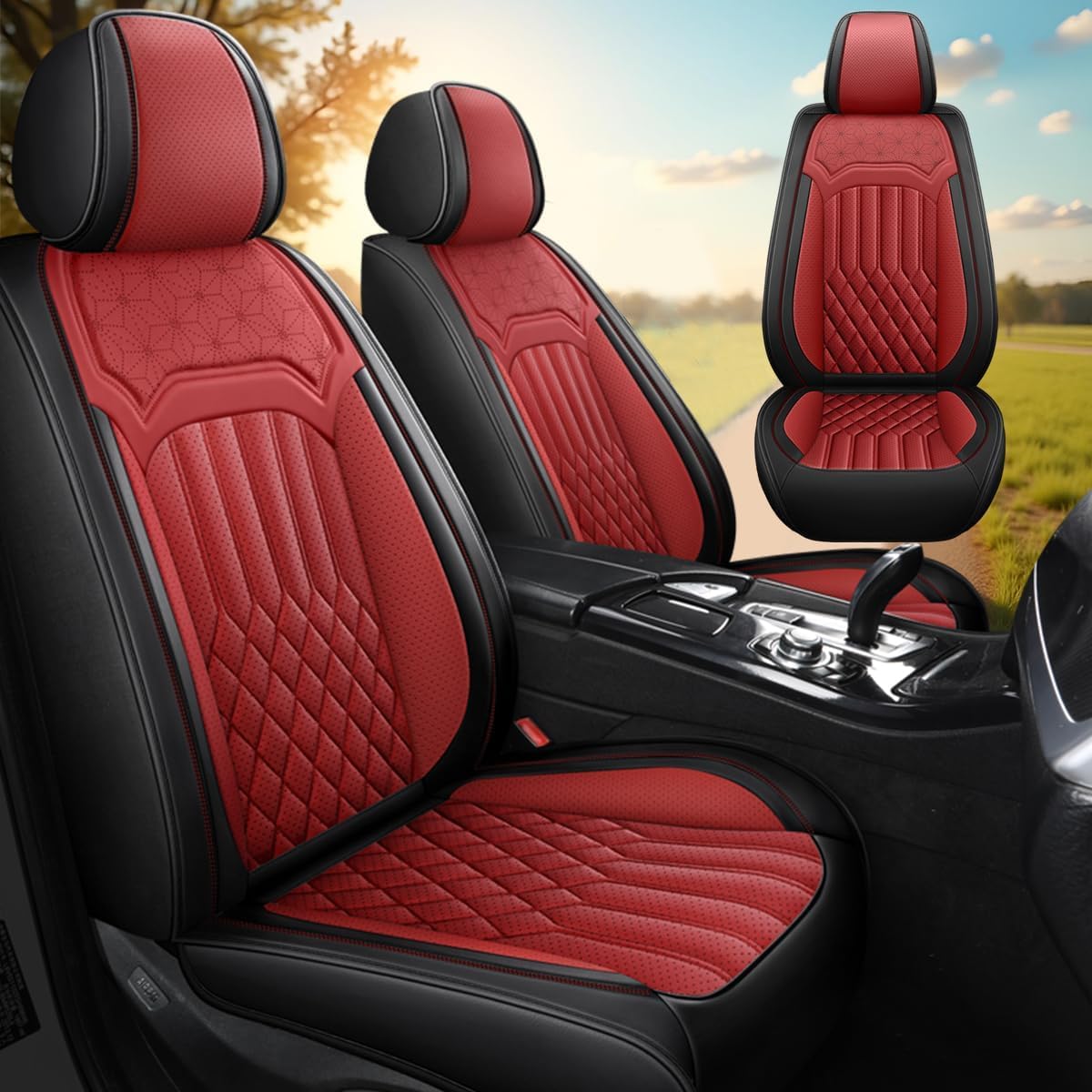 HHXT Leather Seat Cover for Ford Bronco 2021-2025, Waterproof Soft Seat Covers with Airbag Compatible, Automotive Interior Accessories Seat Cushions