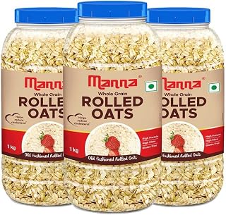 Manna Rolled Oats 3kg, High Protein, High Fibre. Gluten Free Wholegrain 1kg