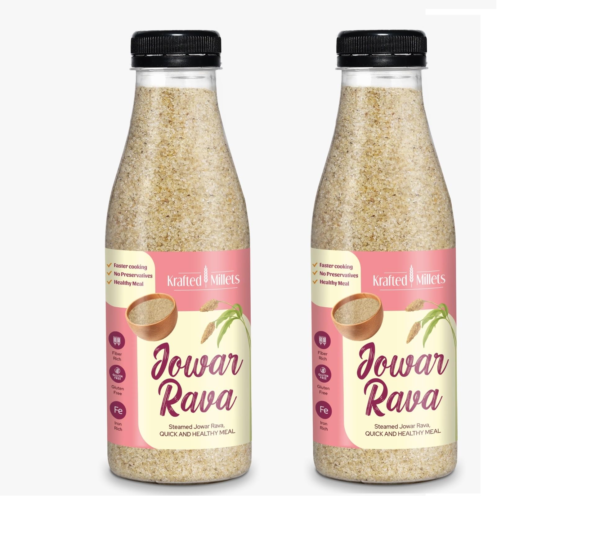 Krafted Millets Steamed Jowar Rava – High Fiber, Gluten-Free, Protein-Rich Millet Sooji for Quick & Easy Breakfast, Upma, Dalia, Idli – Pack of 2 (380g Each) – Healthy Natural Grain (B0D1VKQ24T) Amazon Price History, Amazon Price Tracker