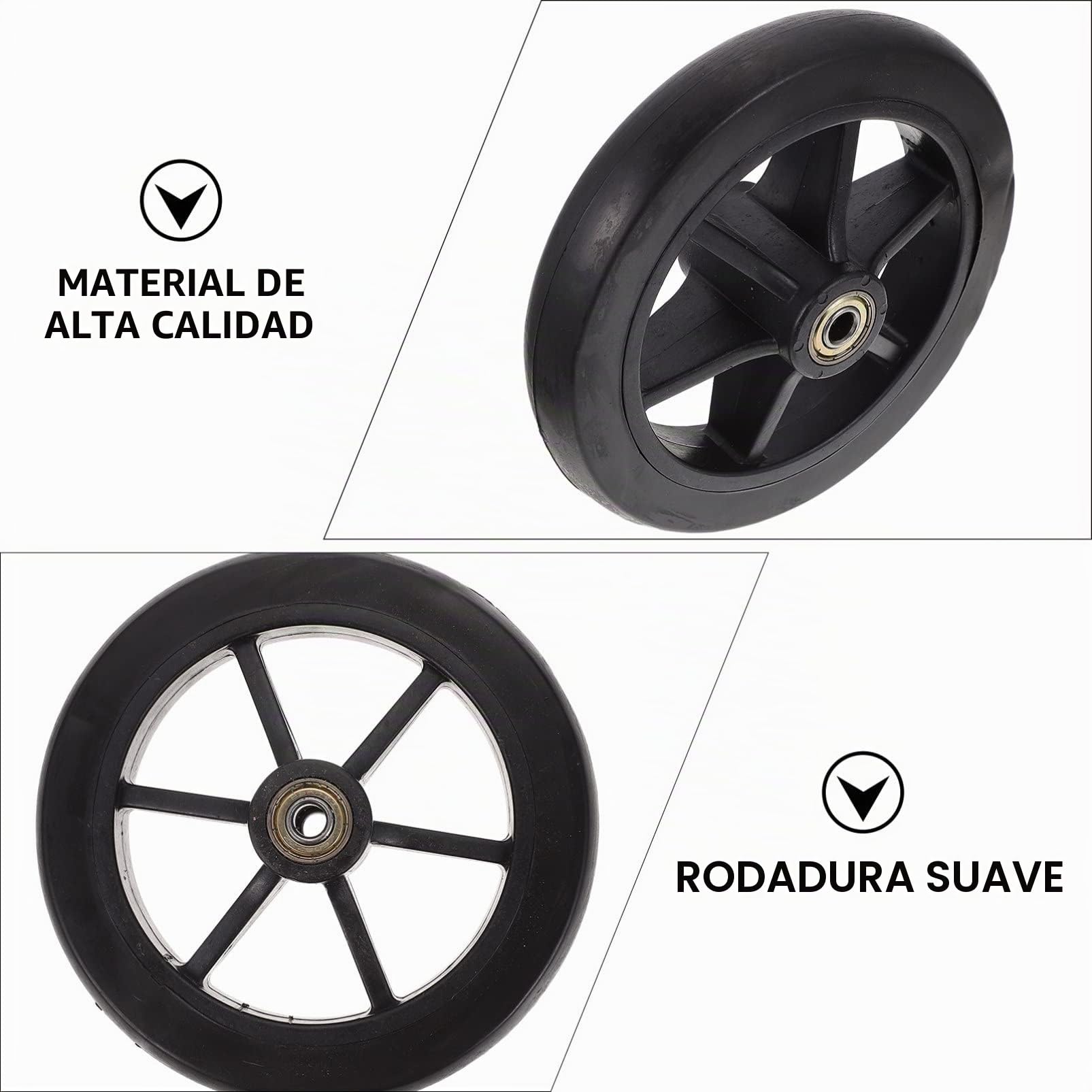 Reemplazo de ruedas delanteras de : piezas ajuste universal 8 pulgadas 4 piezas negro