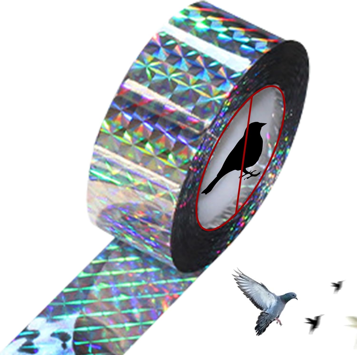 1 Roll Bird Scare Tape 328ft Long Double-Sided PET Effective Reflective Bird Tape for Garden, Farm, Orchard, Courtyard...