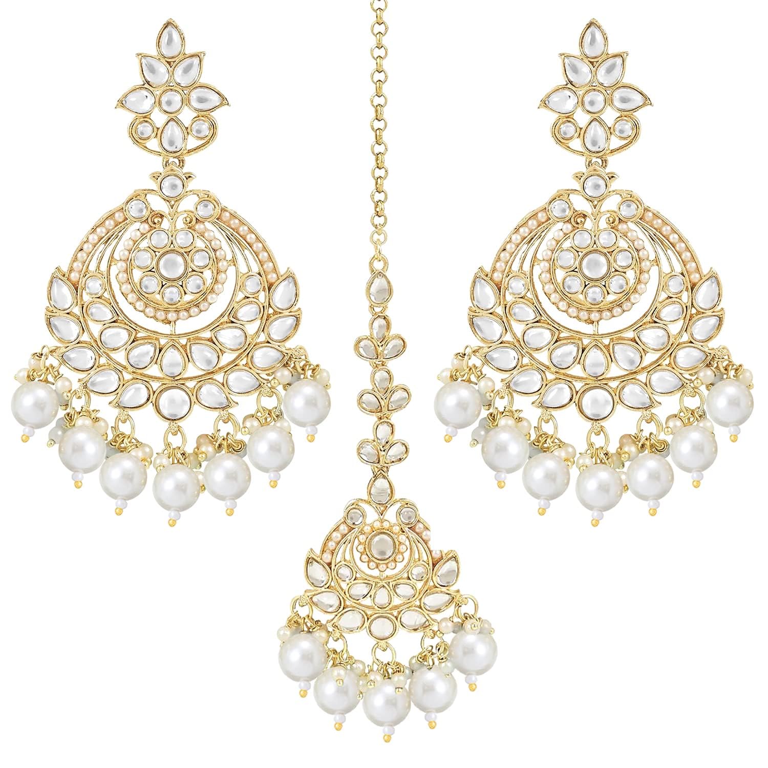 See full amazon price history chart for I Jewels Gold Plated Traditional Kundan & Pearl Chandbali Earrings With Maang Tikka Set For Women/Girls (TE3020W) I Jewels Gold Plated Traditional Kundan & Pearl Chandbali Earrings With Maang Tikka Set For Women/Girls (TE3020W) (B0C81ZQBD3) Amazon Price History, Amazon Price Tracker