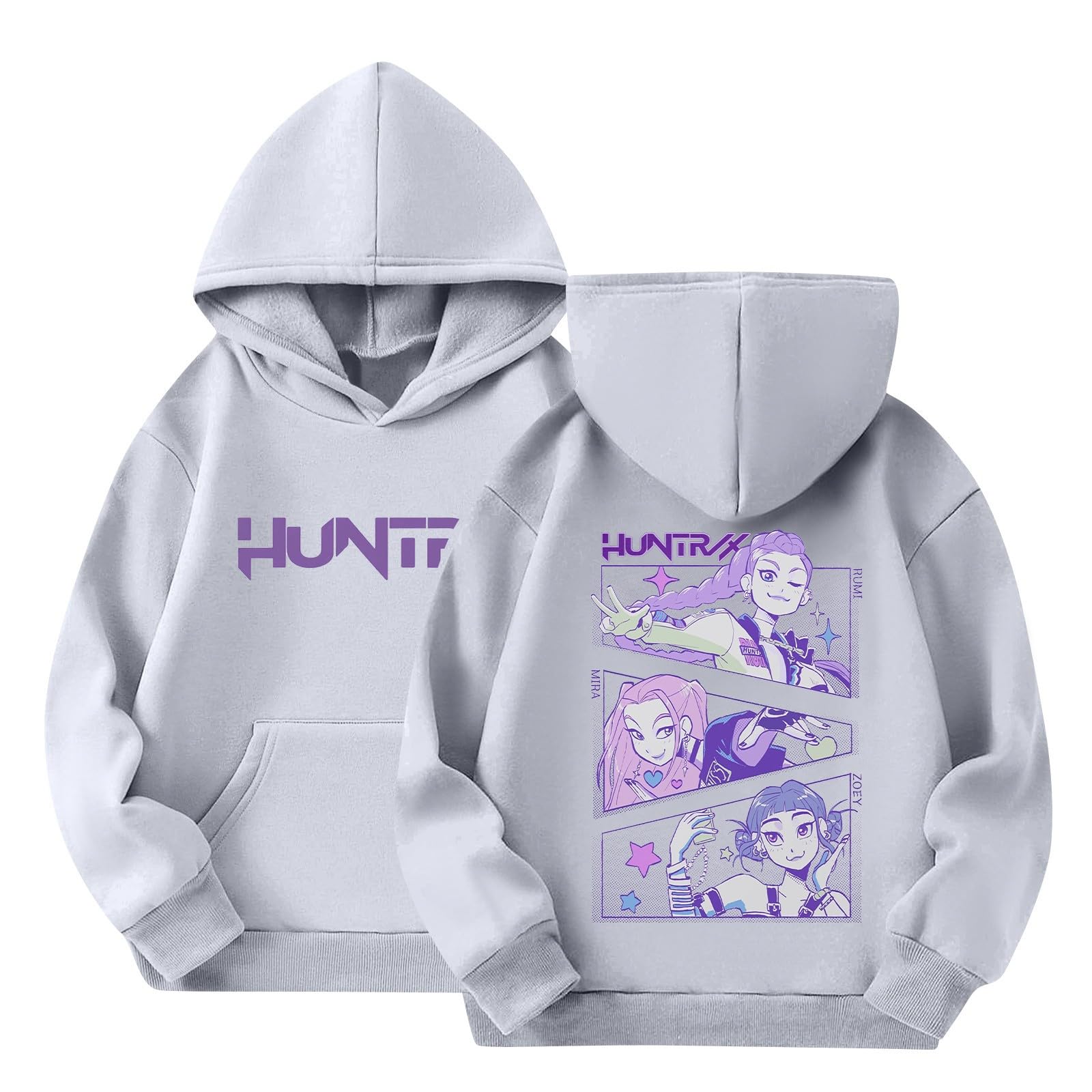 BCFSITNBH Huntrix Hoodies Girls Vintage Y2k Pullover Huntrix Huntr/X Hip Hop Streetwear Oversized Fashion Long Sleeve Hooded Sweatshirt for Kids