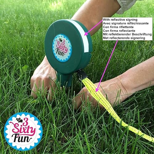 Miniatura 2 de Cables deslizantes de 16 pies para perros  Cable de amarre y estaca para perros  Gira 360 sin enredos  Correa antideslizante para perros para