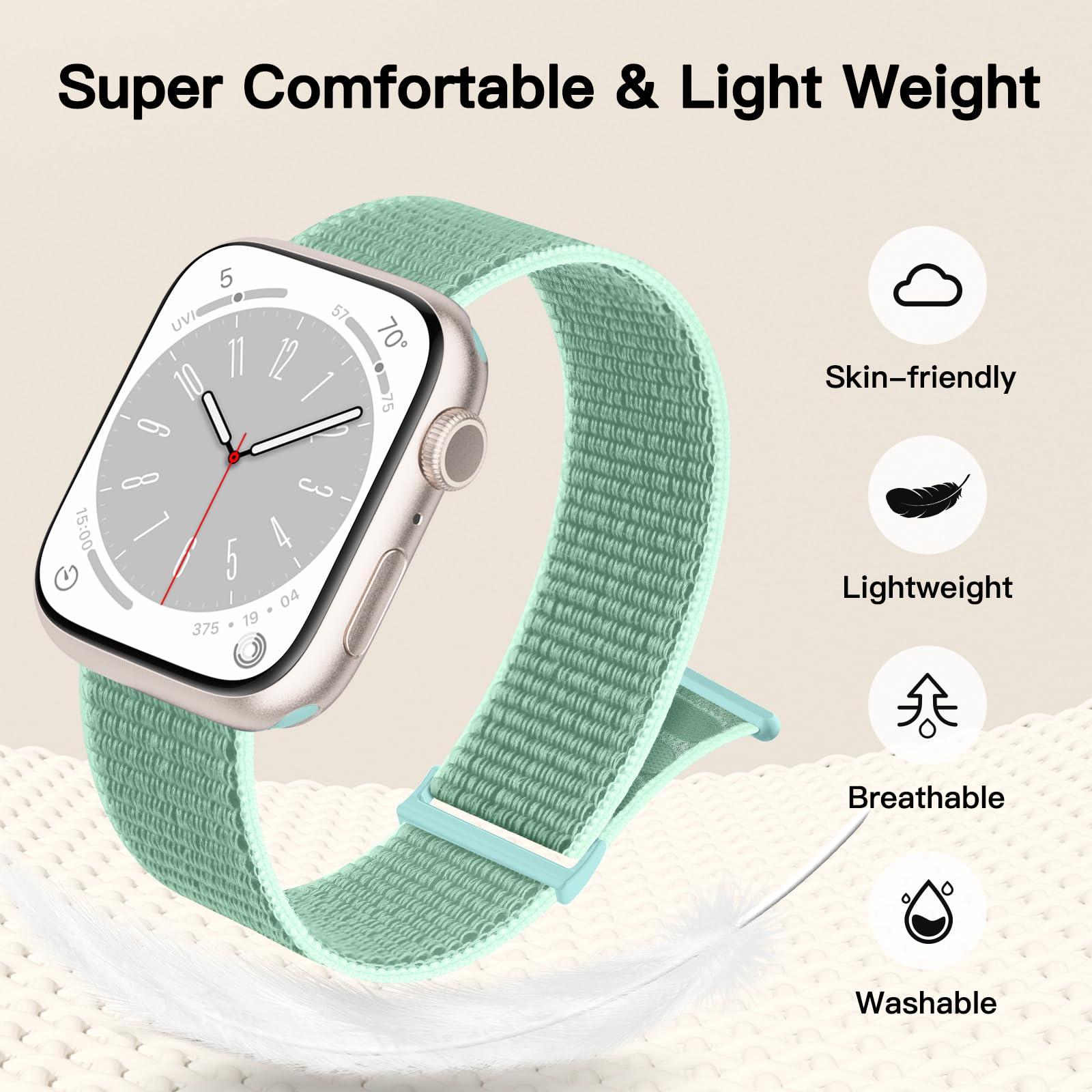 Yoohoo Nylon Cinturino Compatibile con cinturino Apple Watch 38mm 40mm 41mm 42mm(Series 10) uomo donna, cinturino sportivo regolabile per iWatch Serie 10 9 8 7 6 5 4 3 2 1 SE SE2 Ultra Ultra2