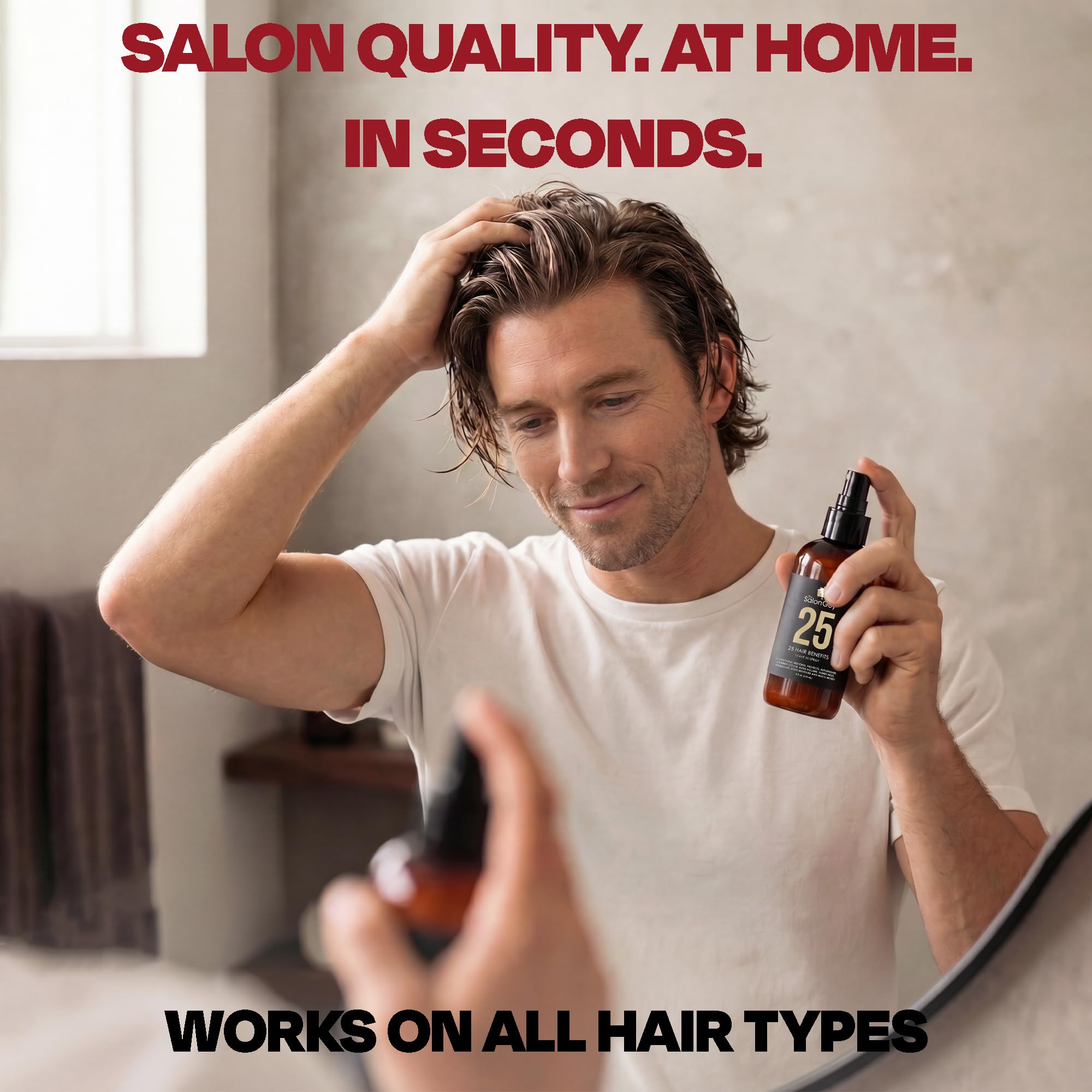 THESALONGUY Acondicionador sin enjuague con 25 aerosoles, tratamiento de reparación capilar con colágeno, queratina y biotina para hombres y mujeres, fortalece, desenreda y protege, fórmula ligera y
