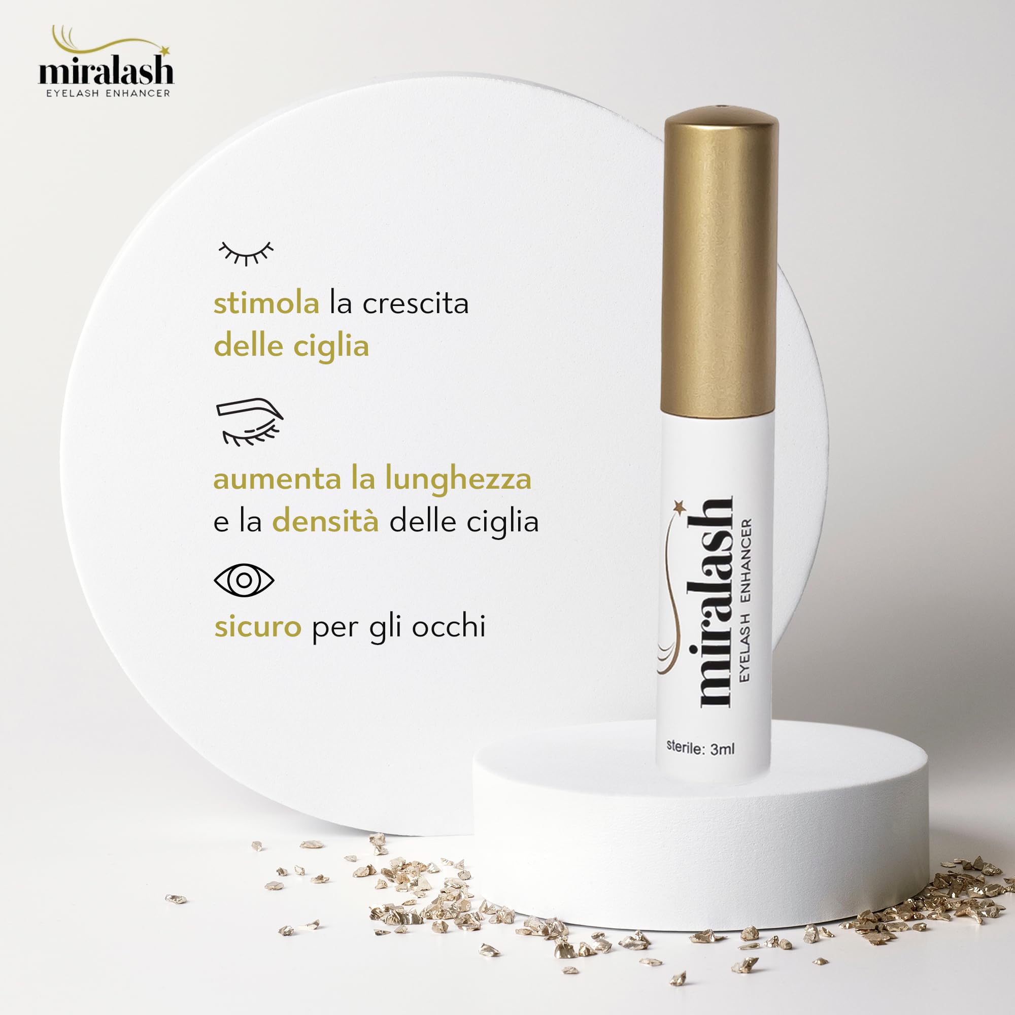 Siero Ciglia Allungante 3 ml – Lash Serum per Ciglia Più Lunghe e Forti, con Ginseng, Crescita Naturale