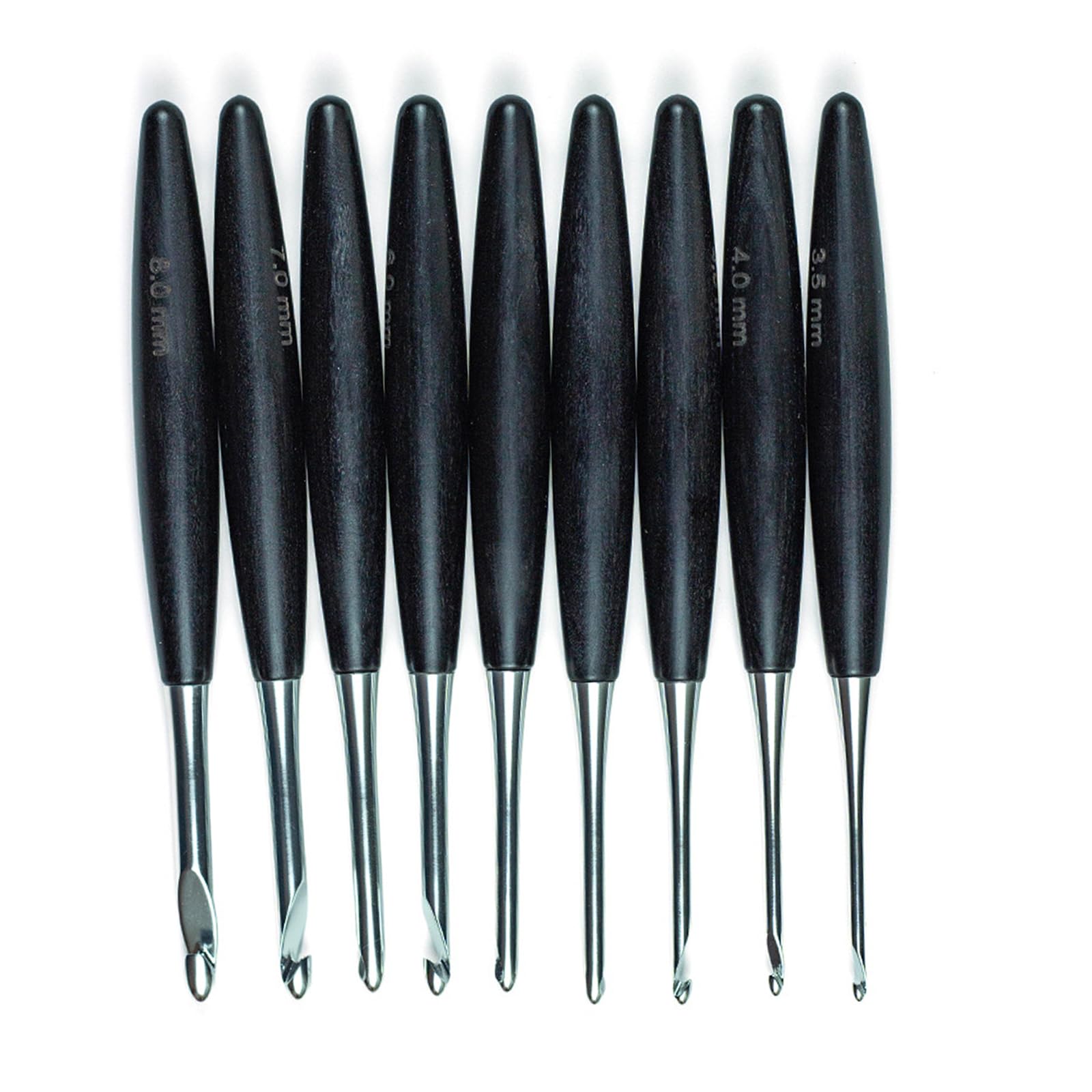 9Pcs Wooden Handle Crochet Hook Ergonomic Grip Aluminium Hook Needle Yarn Craft Tool for Crocheting 3.5-8.0mm Fasteners