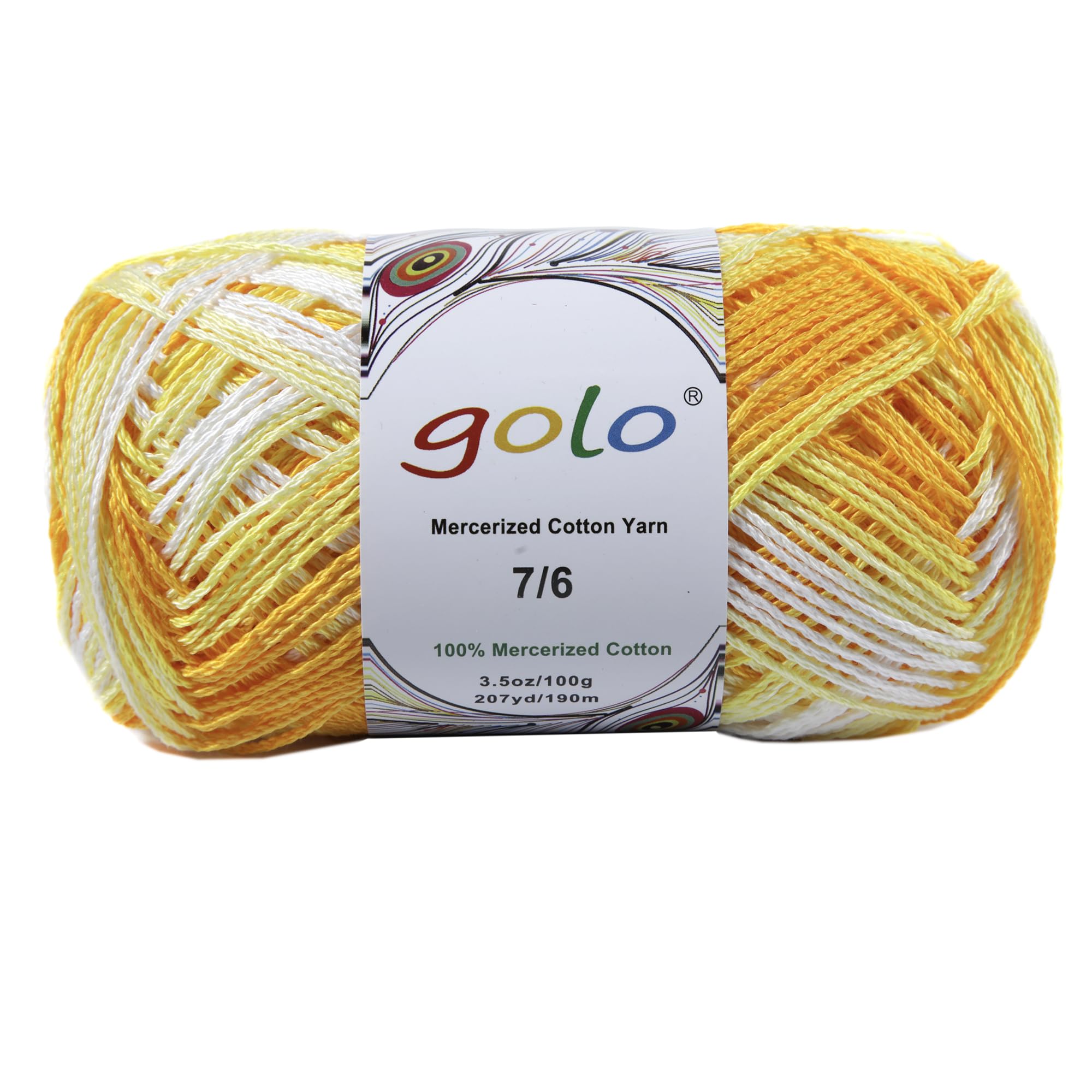 golo Mercerized Cotton Yarn for Hand Knitting, Crochet, and Crafts,Crochet Thread Size 3, 3.5oz,207 Yards of Crochet Yarn for Knitting