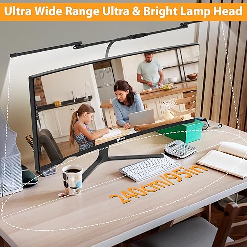 Miniatura 5 de iVict Lámpara de escritorio para oficina en casa, lámpara de mesa flexible de cuello de cisne de 24 W, lámparas de escritorio con abrazadera, 10