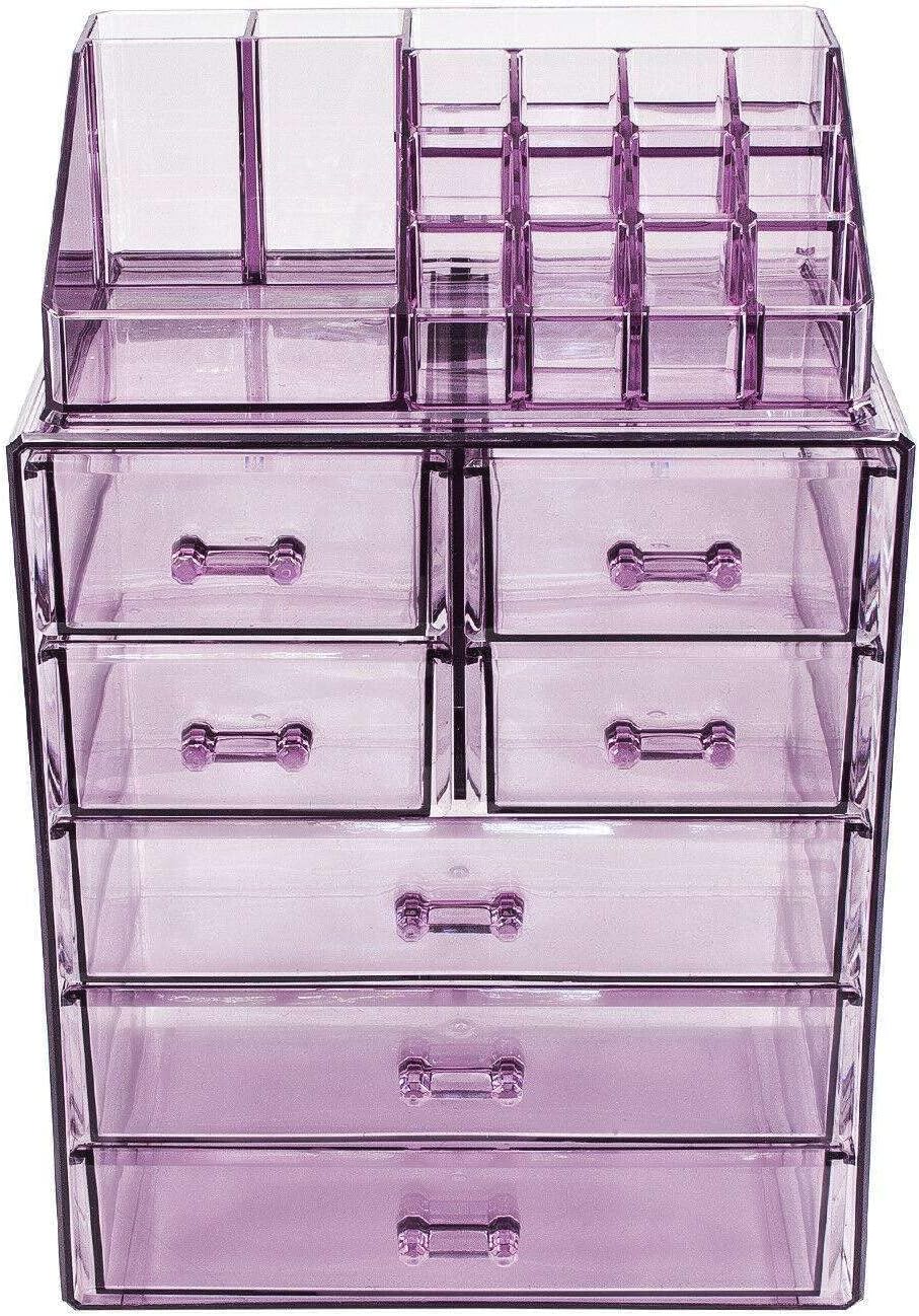 LKOP Acrylic Cosmetic Makeup and Jewelry Storage Case Display - Purple Cosmetic-display-cases Makeup organizer Bathroom organizer Makeup bag Storage cabinet Bathroom storage Makeup vanity Make u