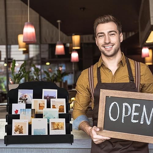 Miniatura 6 de Barydat Soporte de exhibición de tarjetas de felicitación escalonadas, soporte de exhibición de calcomanías de madera, multiusos, soporte de