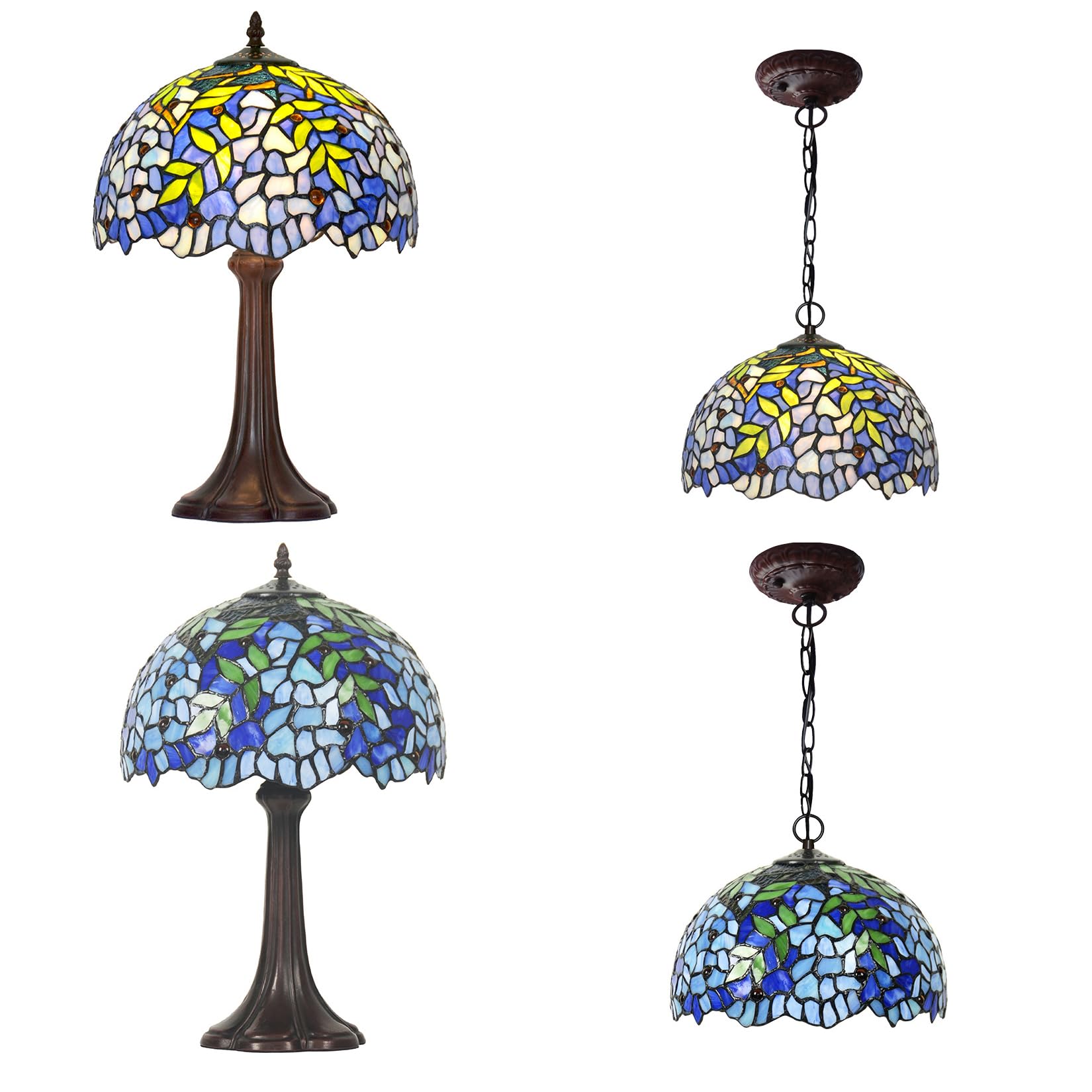 Paralume in vetro colorato glicine di ricambio per lampada da tavolo lampada da soffitto, paralume in vetro verde blu da 12 pollici per lampada da scrivania