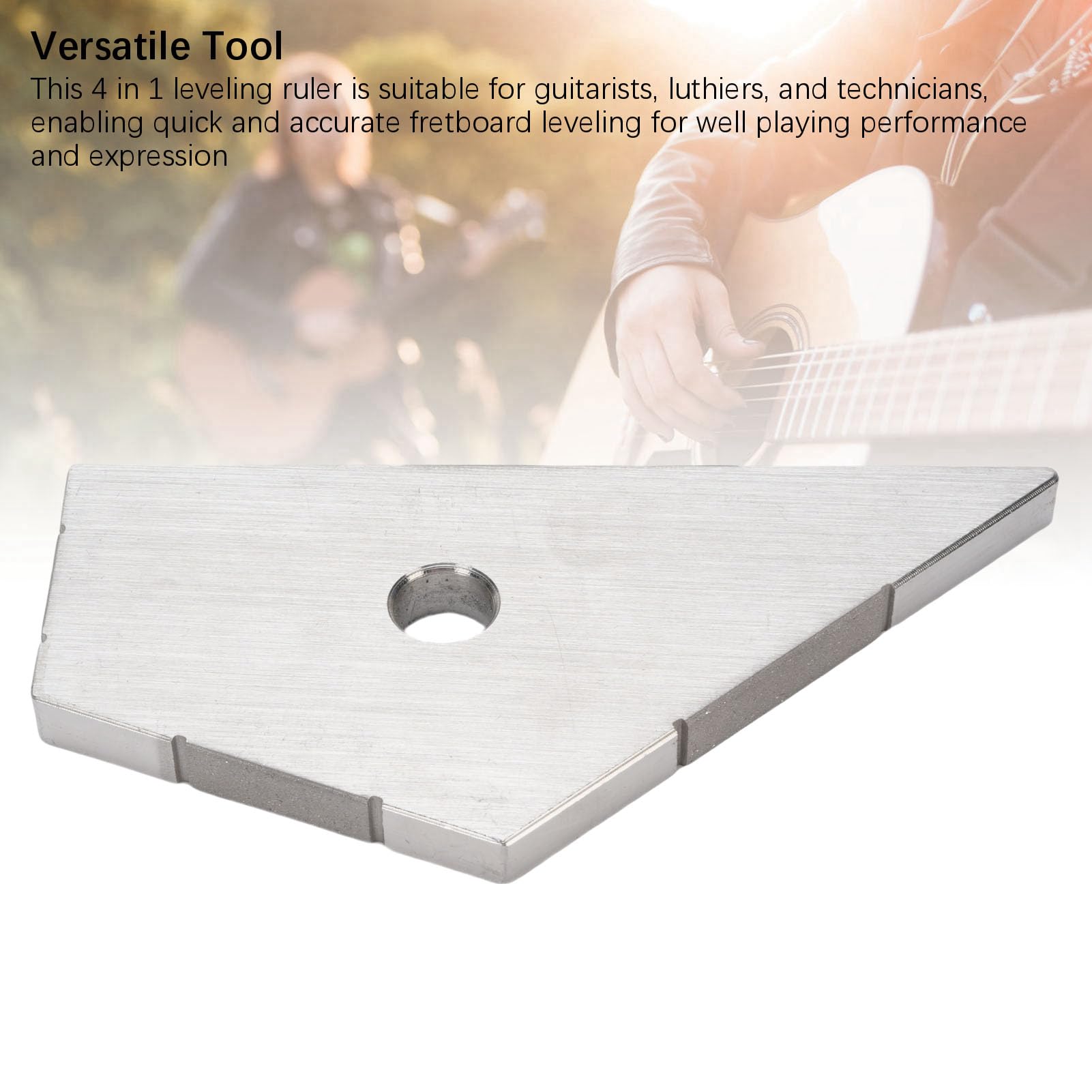 Fabater Fret Kisser para Instalación y Reparación de Guitarra 4 en 1, Regla de Altura de la Cuerda, Guía de Nivelación de Traste, Buzzing Fret Catc