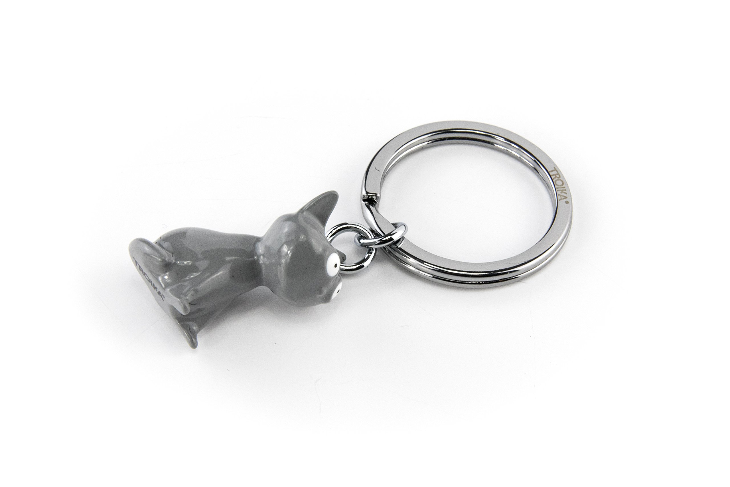 TROIKA FELIX Keyring - Chrome Plated Metal & Enamel Animal Pendant, Black Design, High-Quality Gift