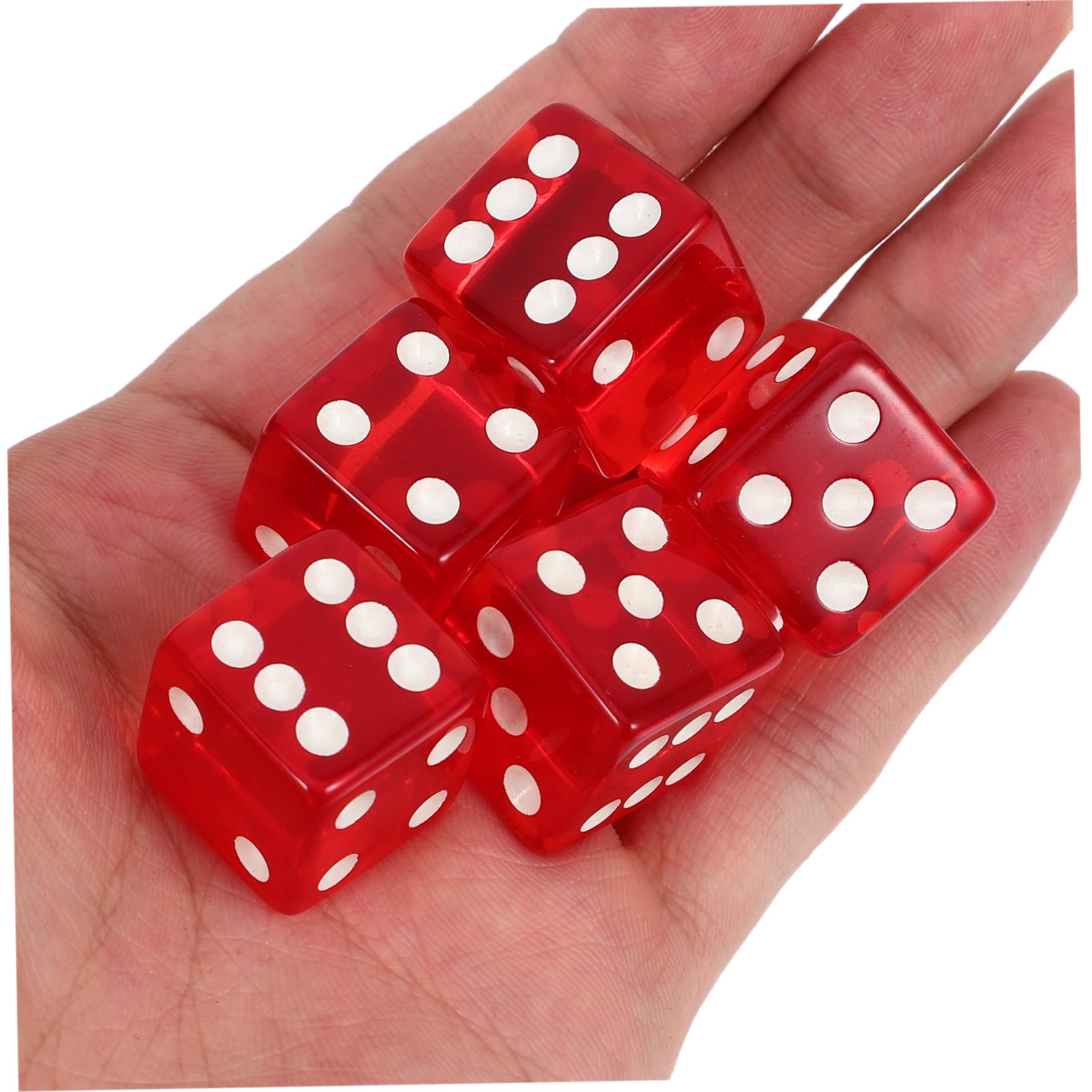 5 Große Acryl-Würfel Rot – Durchsichtige Würfel Mit Farbigen Zahlen Für Brettspiele & Partys